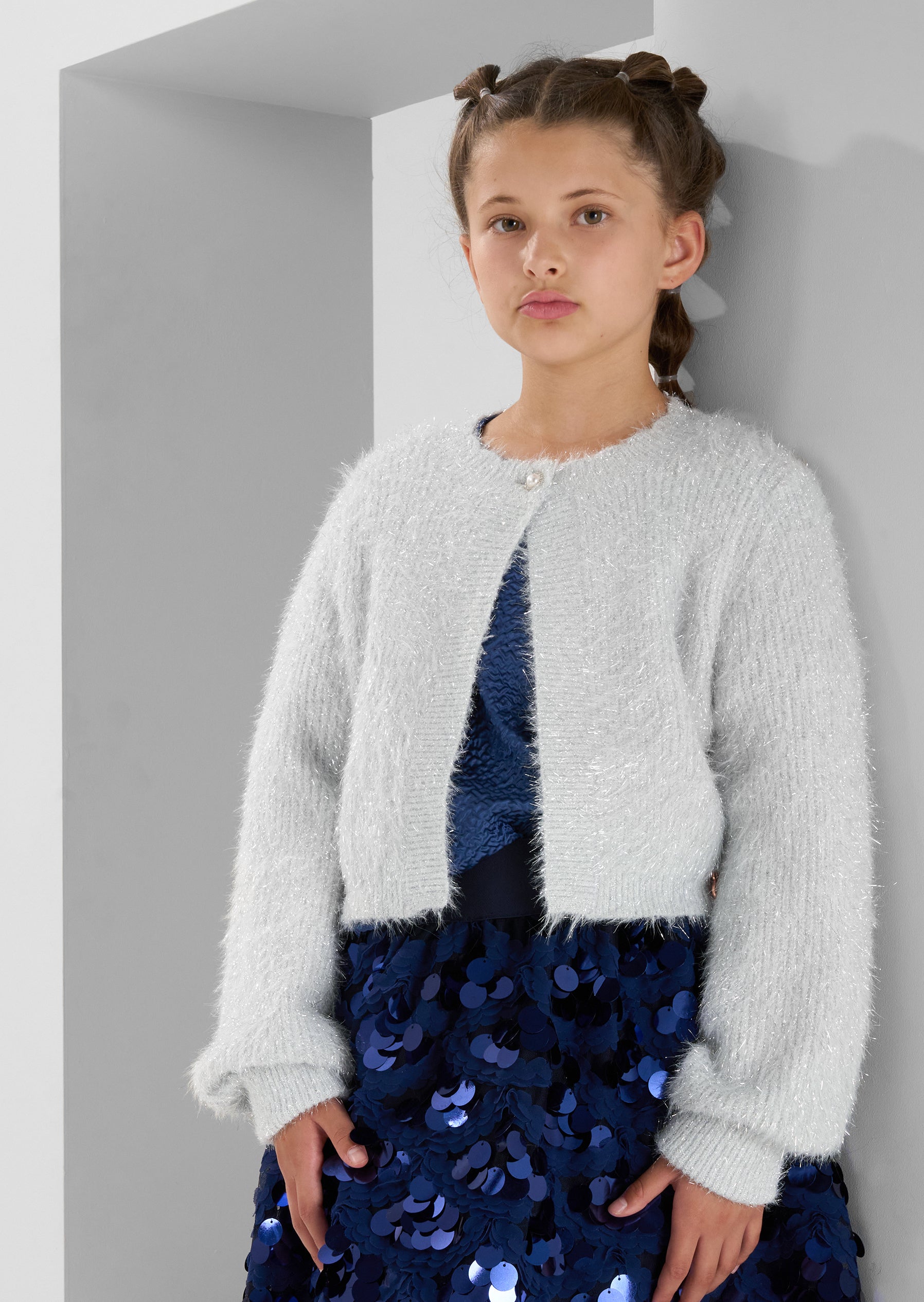 Trixie Silber Lurex Strickjacke