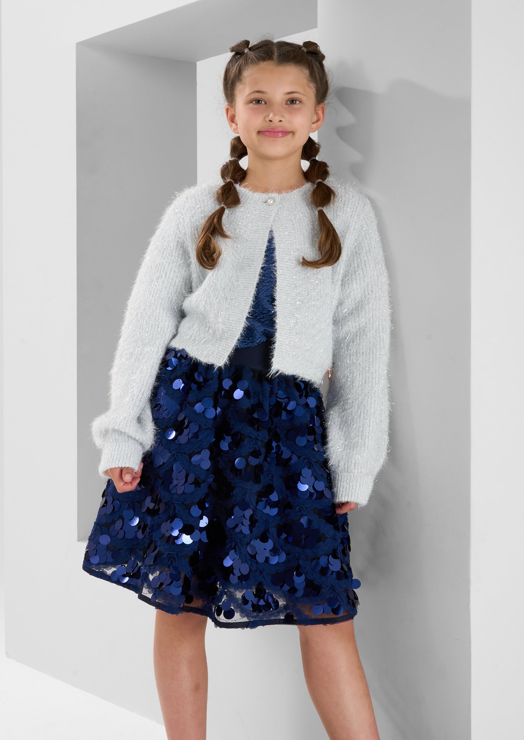 Trixie Silber Lurex Strickjacke