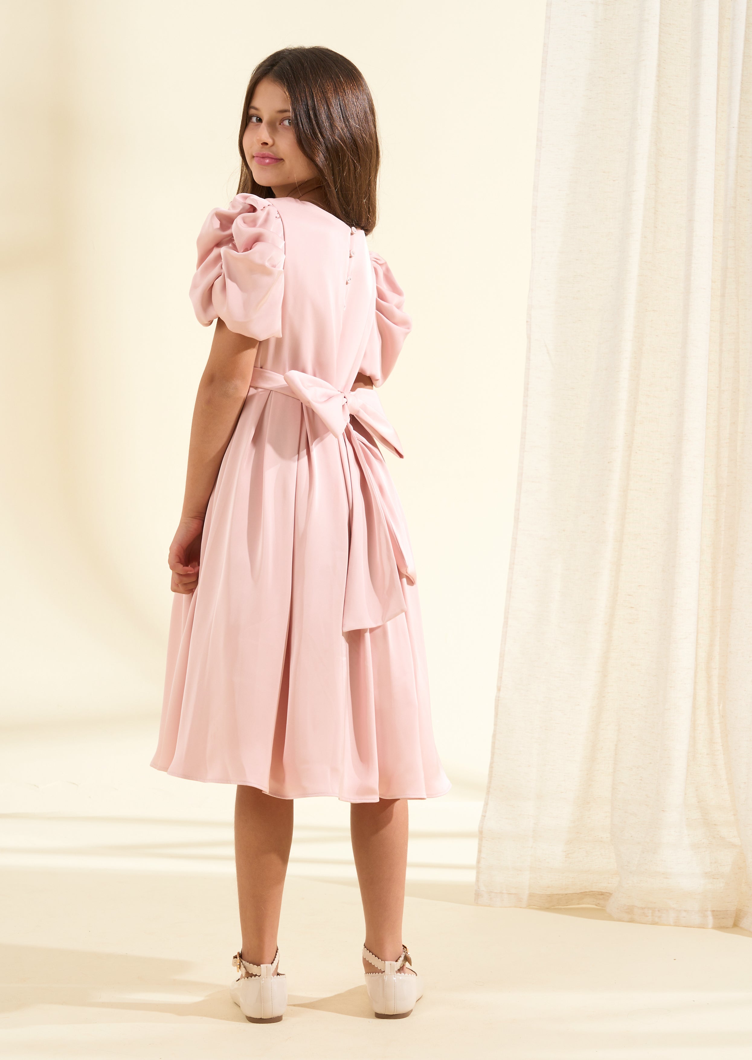 Sukienka Portia Blush z plisowanym gorsetem