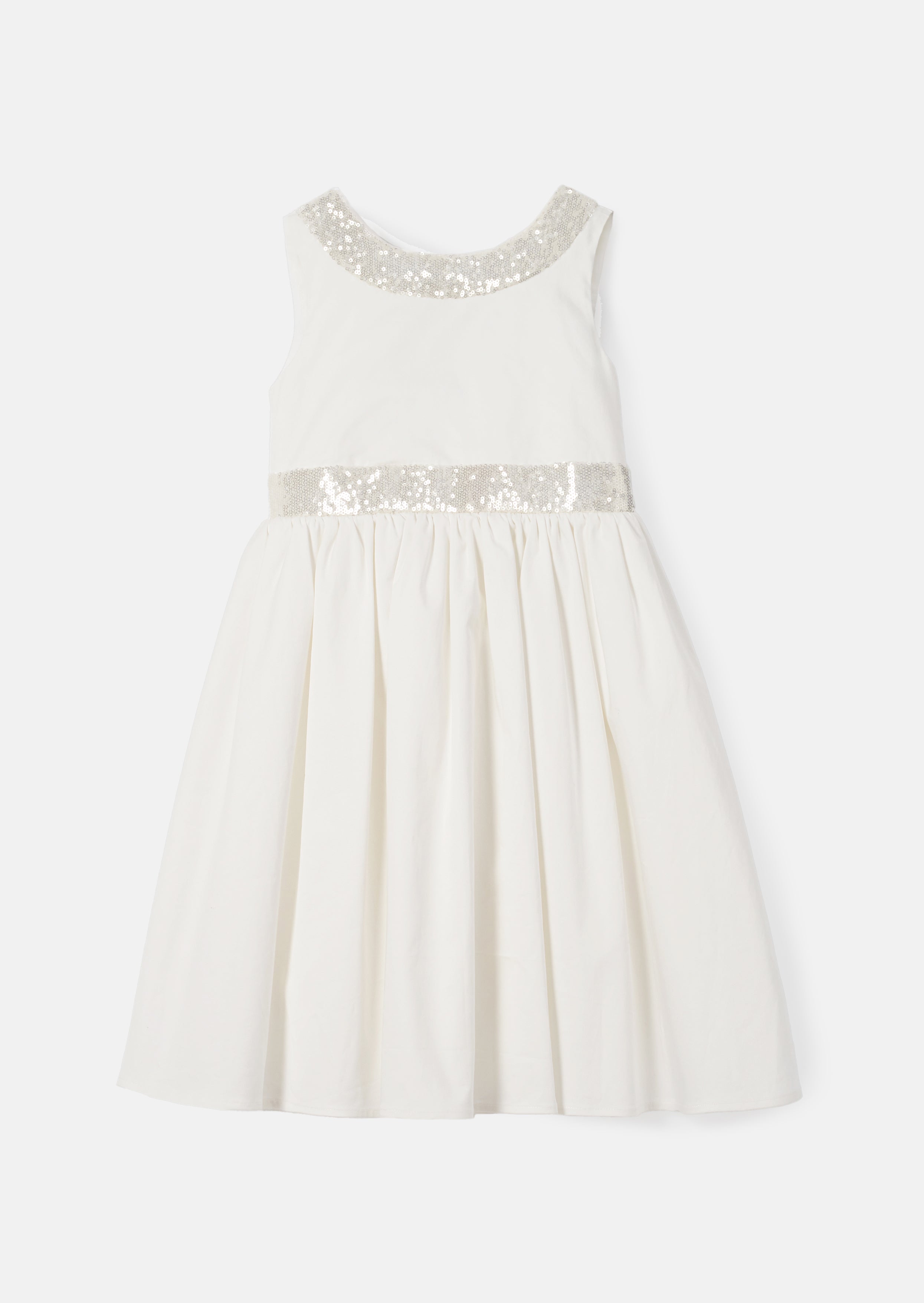 Vestito Claudia avorio con fiocco di paillettes