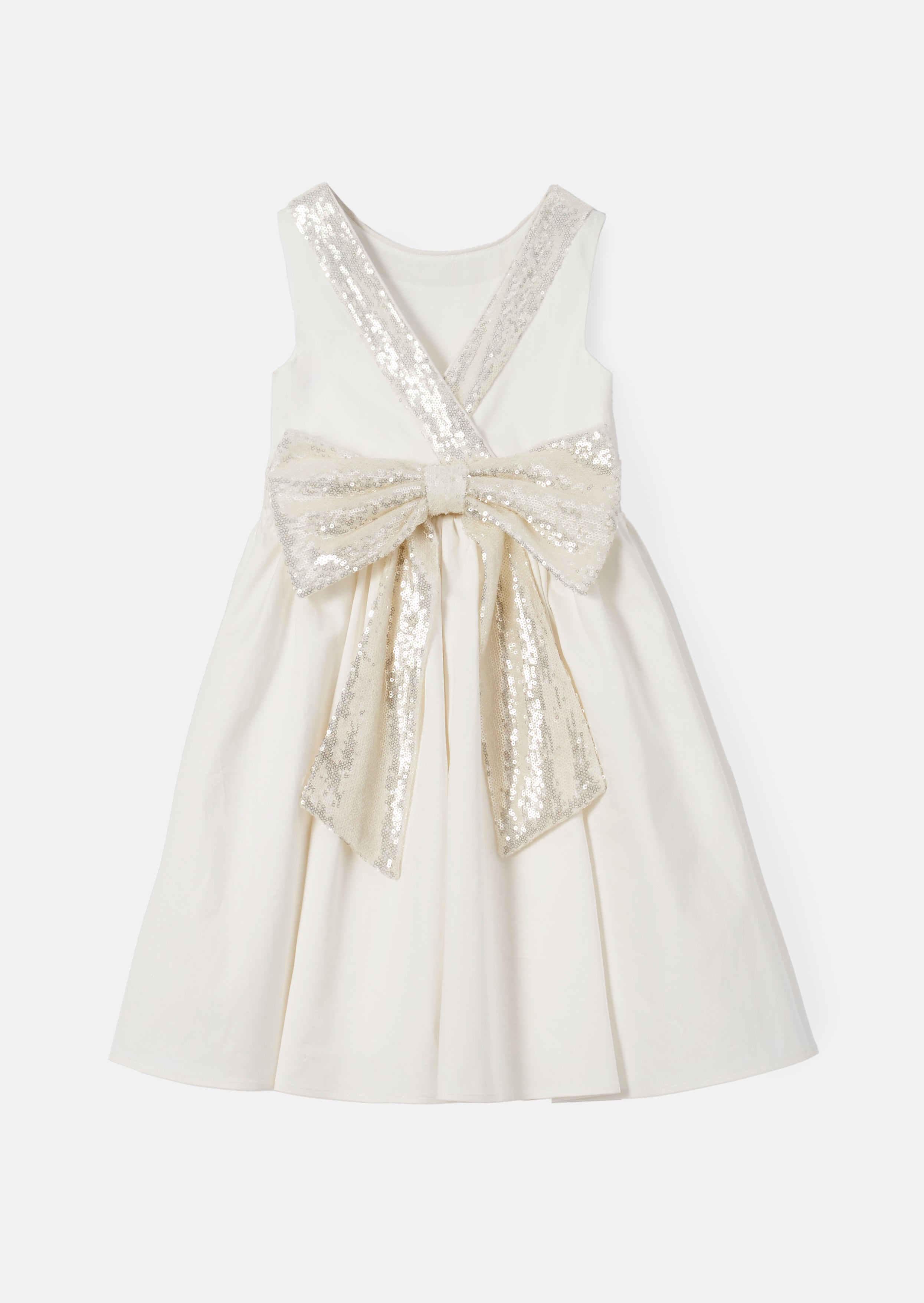 Vestito Claudia avorio con fiocco di paillettes