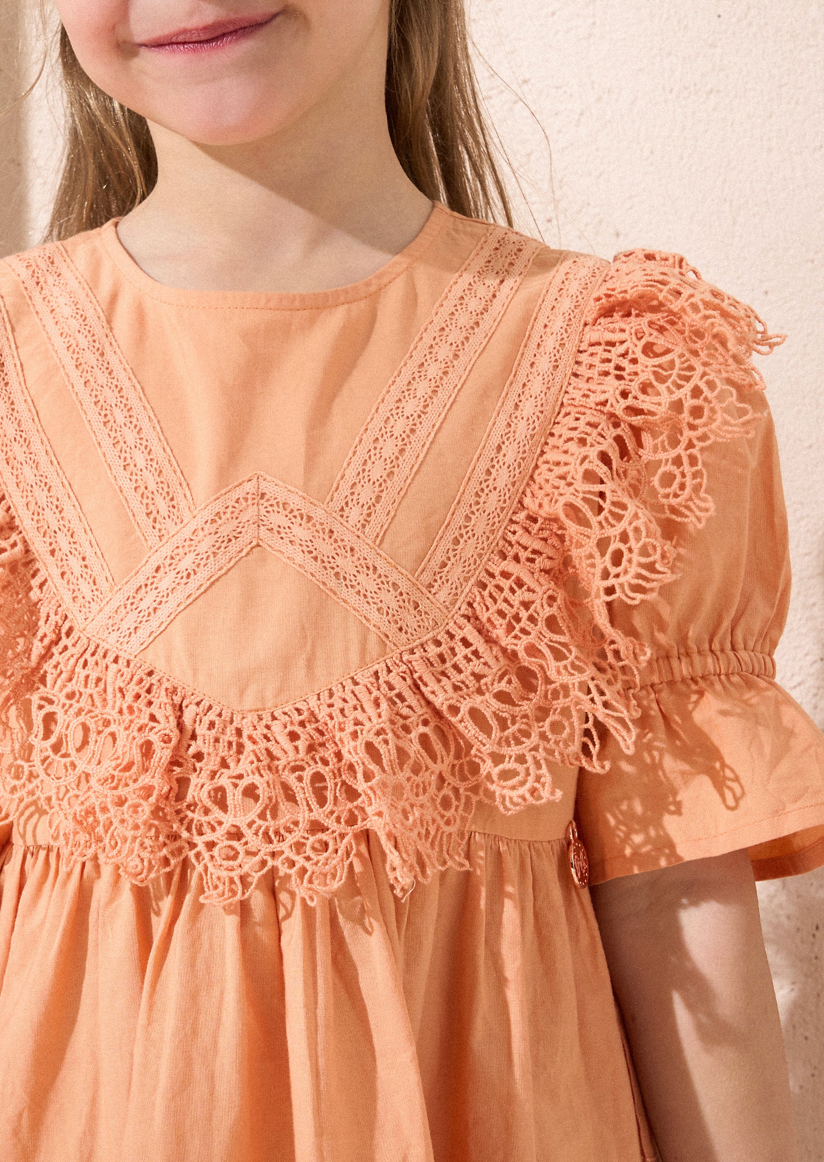 Allegra Orange Lace Trim Dress