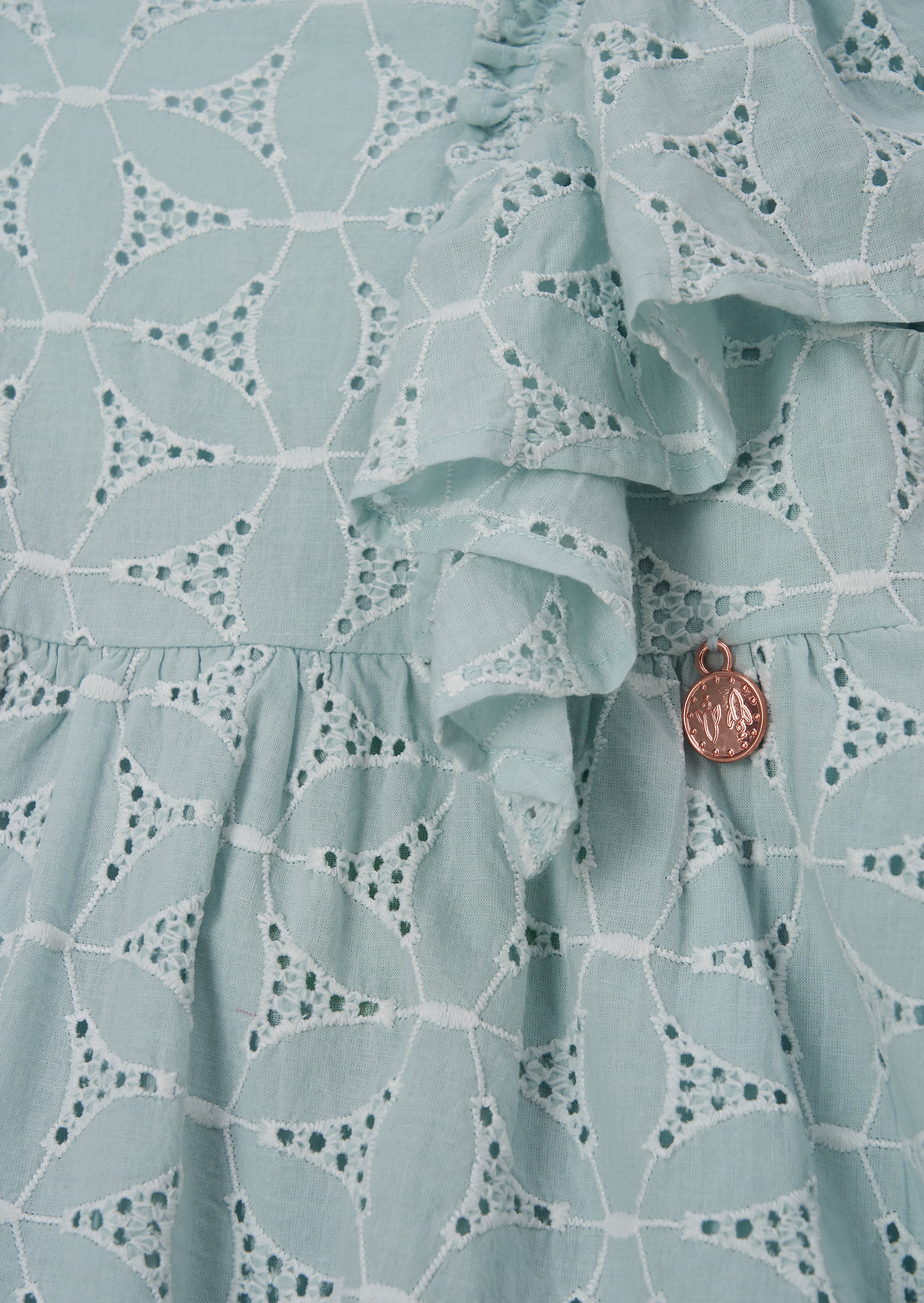 Sukienka Sara Mint z haftem Broderie