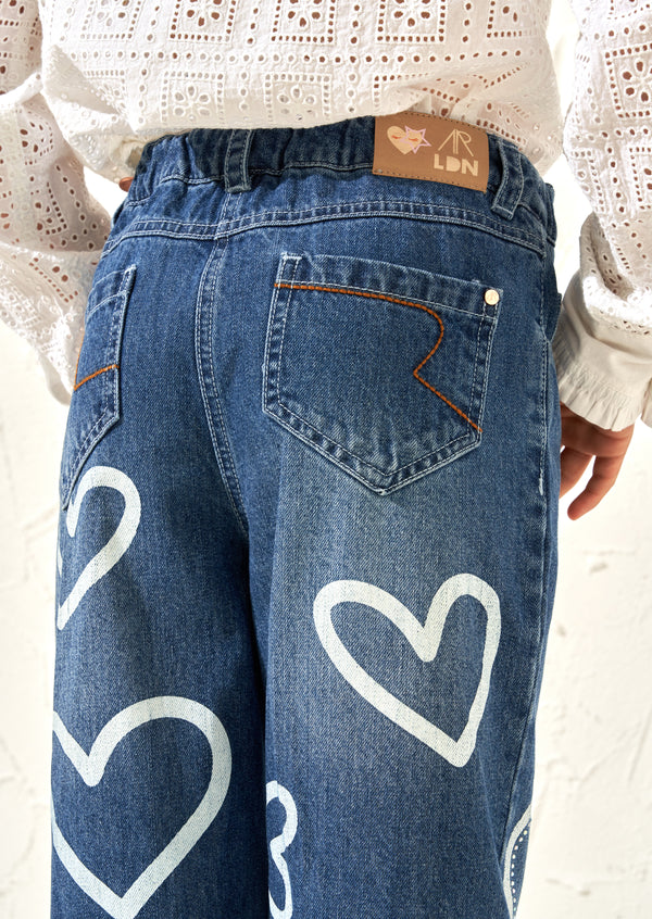 Kendal Heart Print Mom Fit Jeans