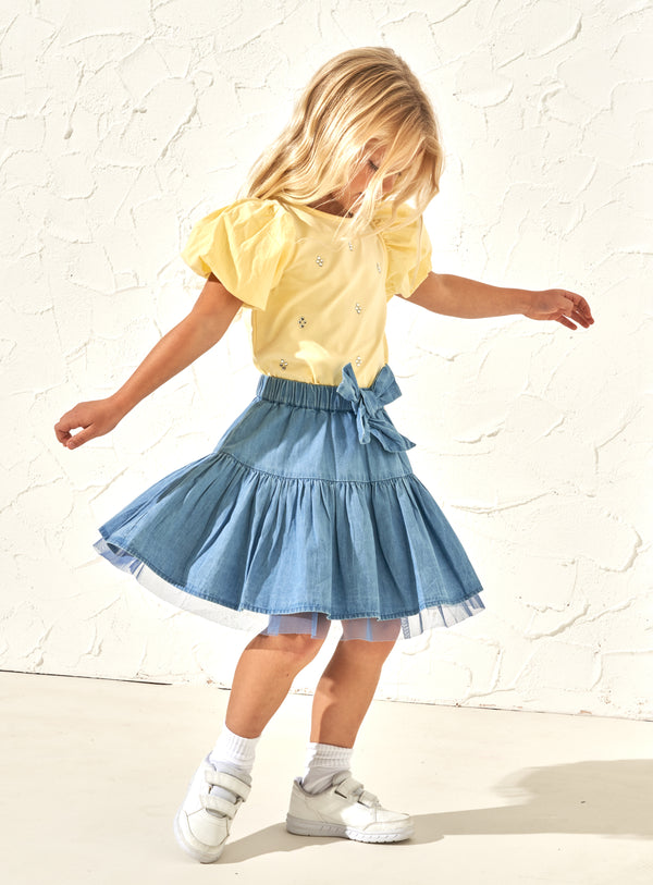 Annie Denim Bow Skirt
