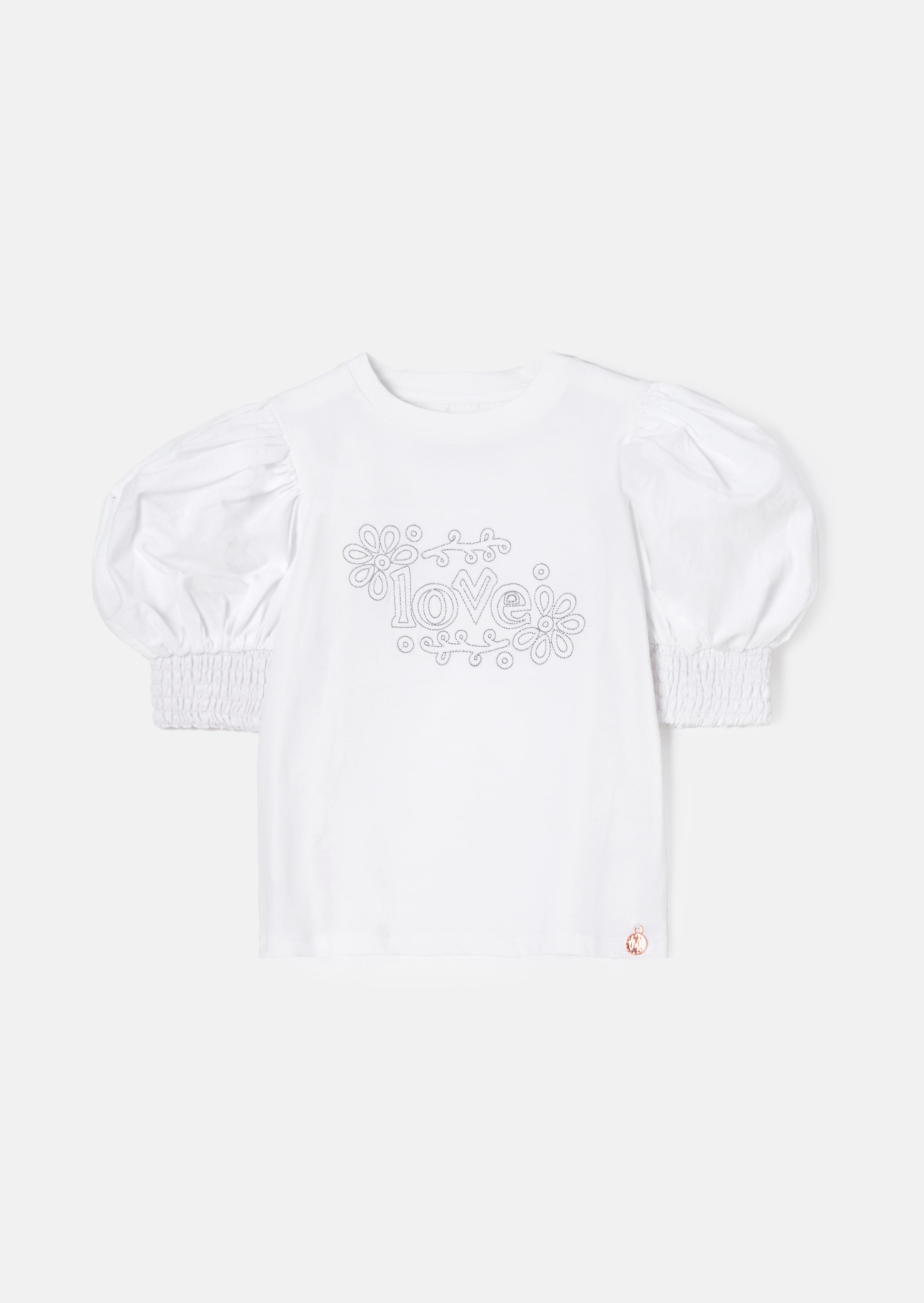 Alessia Metallic Slogan Liebe T-Shirt