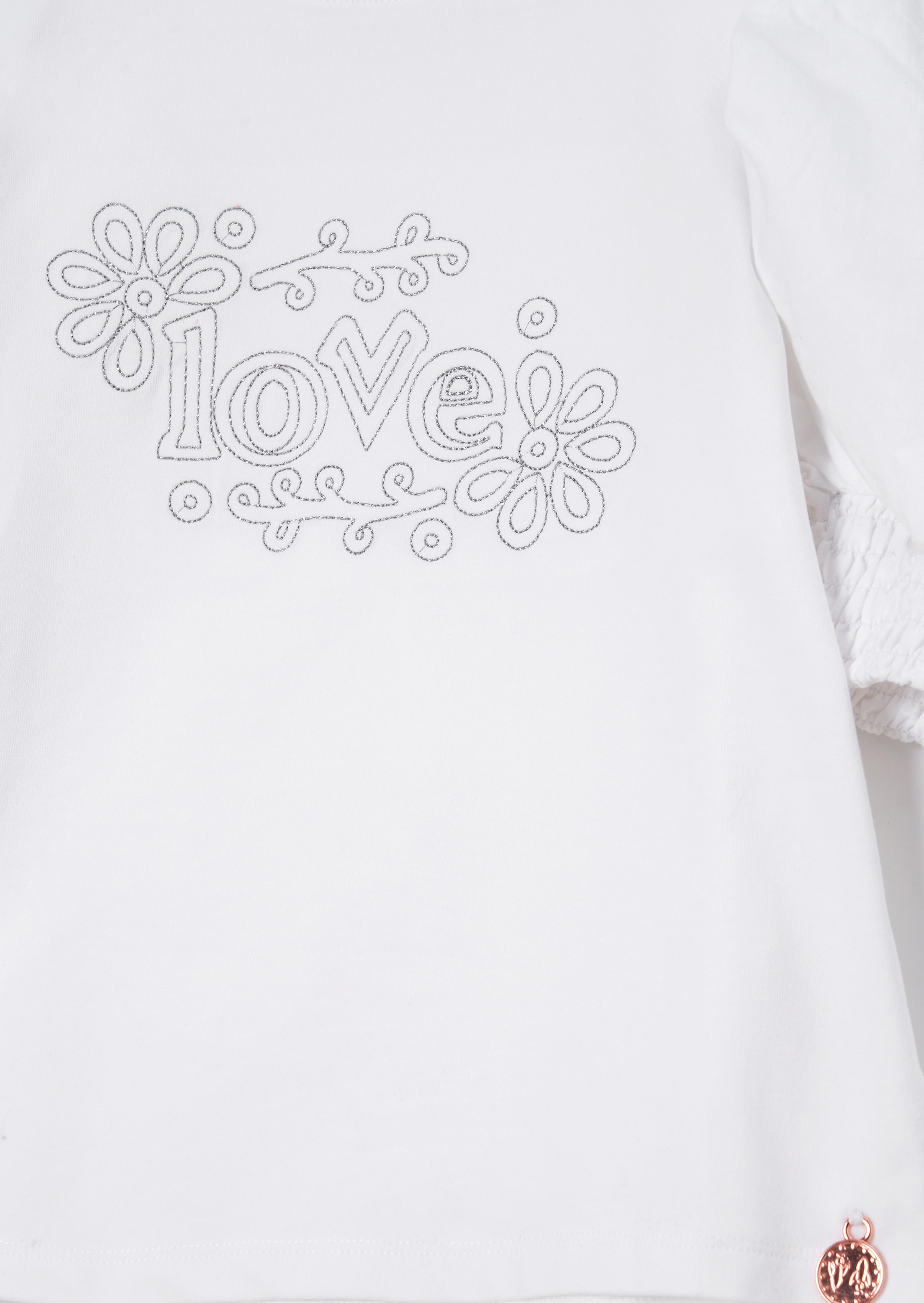 Alessia Metallic Slogan Liebe T-Shirt