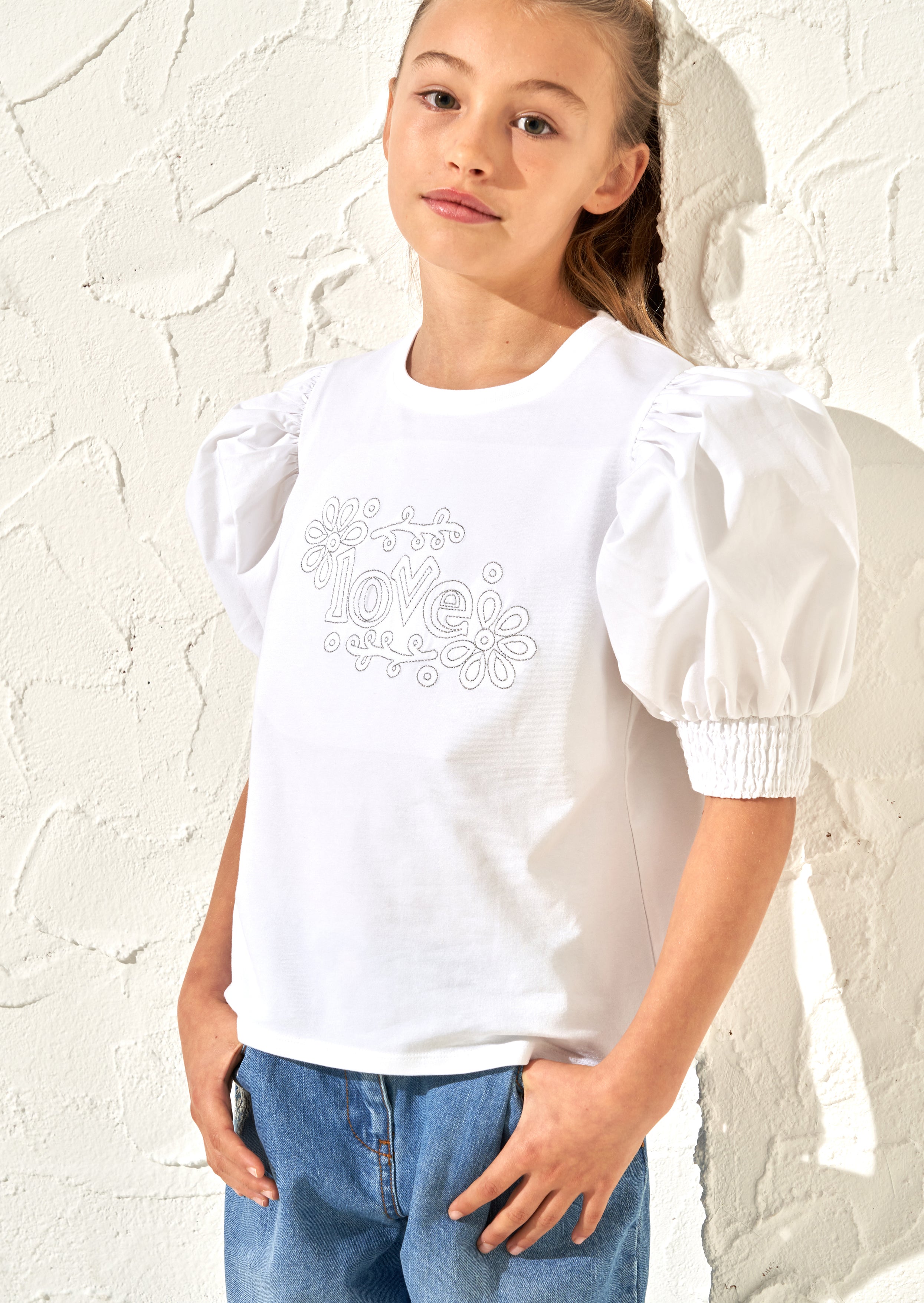 Alessia Metallic Slogan Liebe T-Shirt