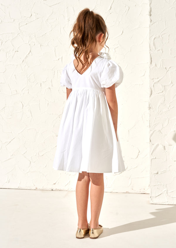 Loretta White Rose Corsage Dress
