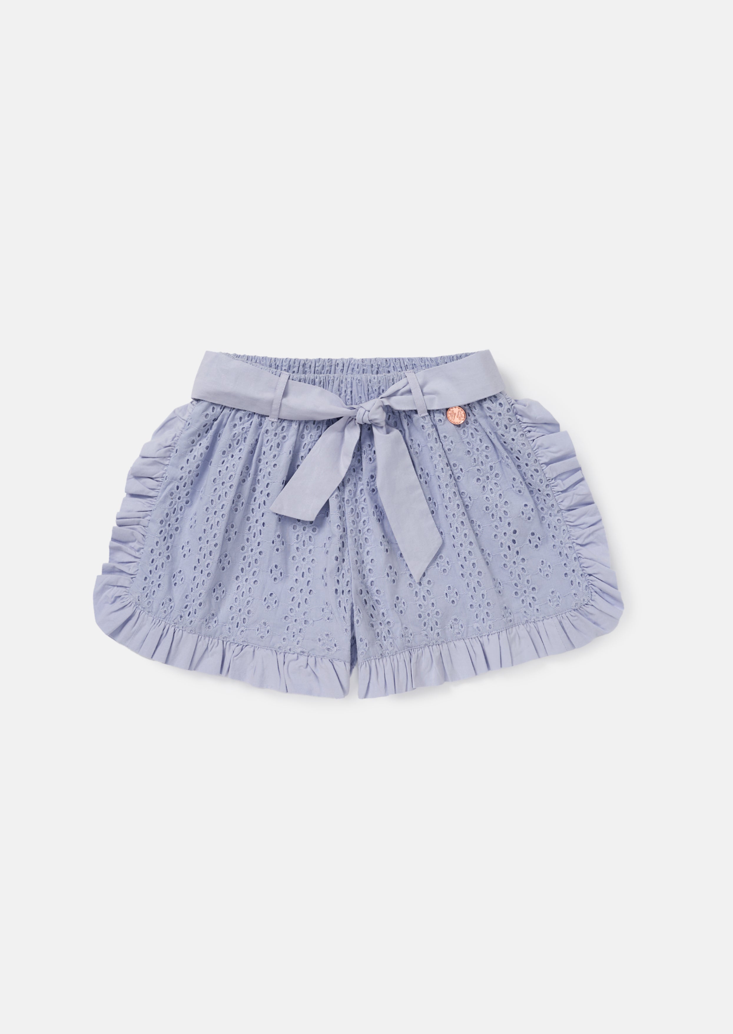 Cleo Bleu Short Broderie à Volants