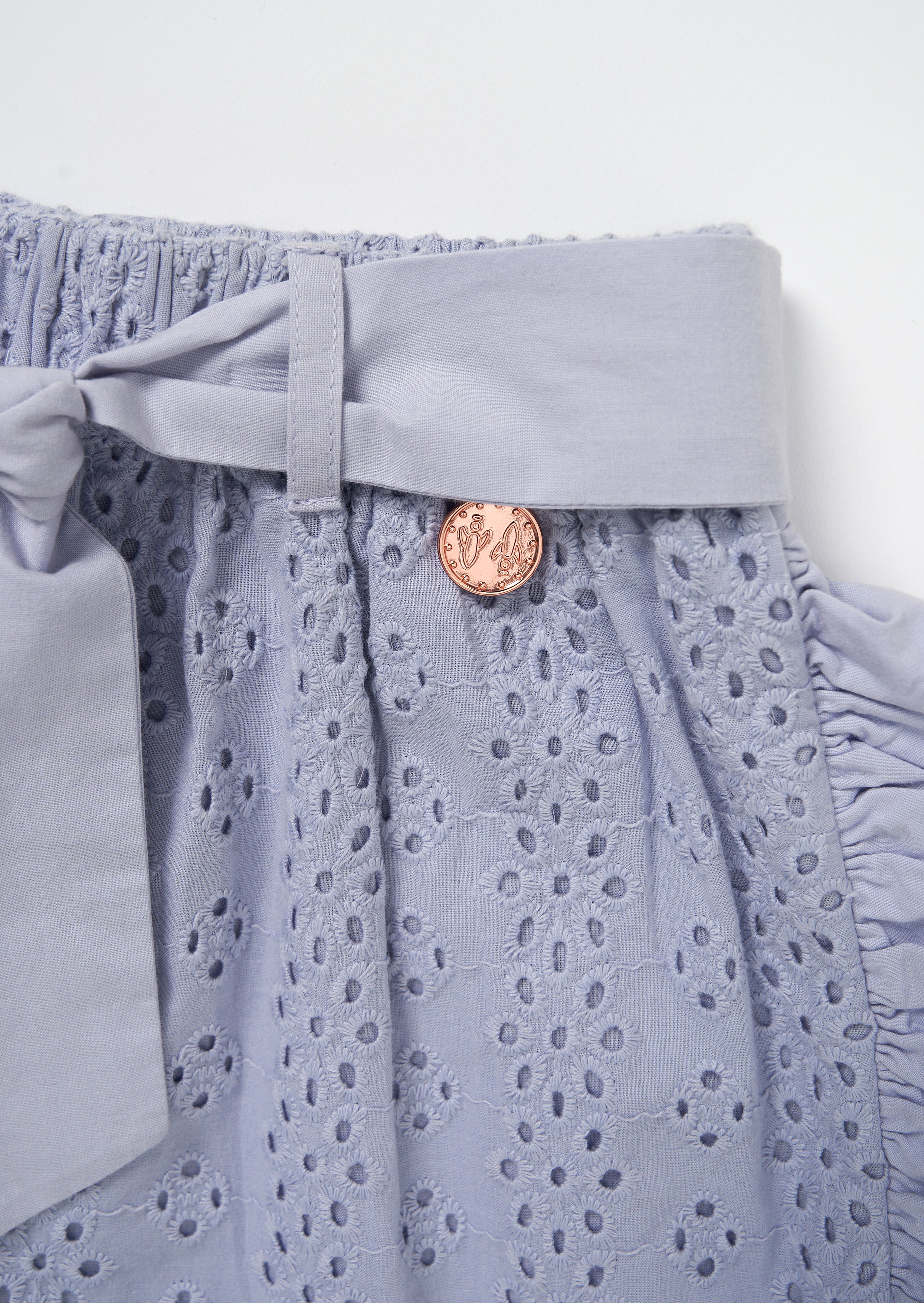 Cleo Bleu Short Broderie à Volants