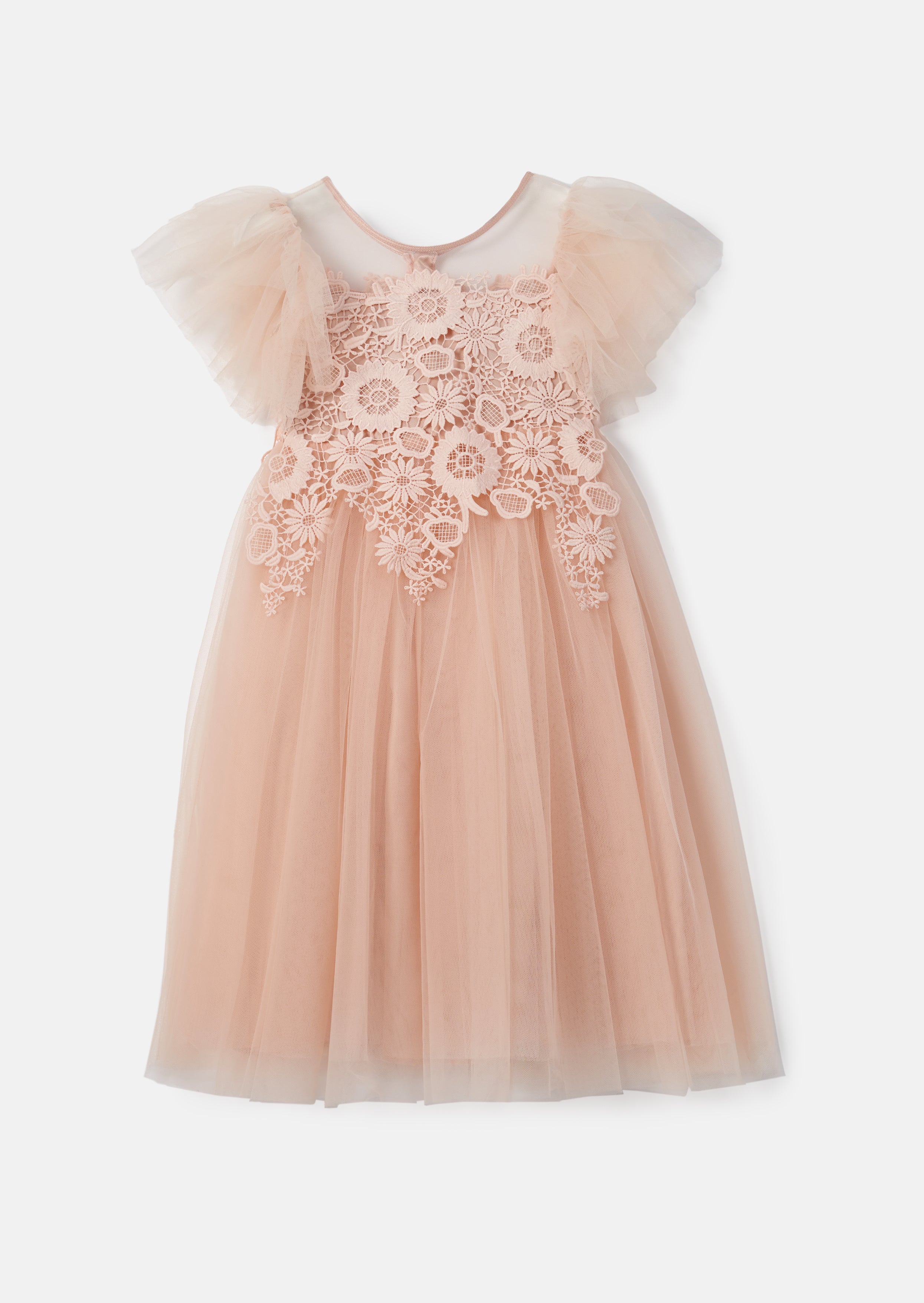 Sukienka Anelise Blush Cascade z koronki