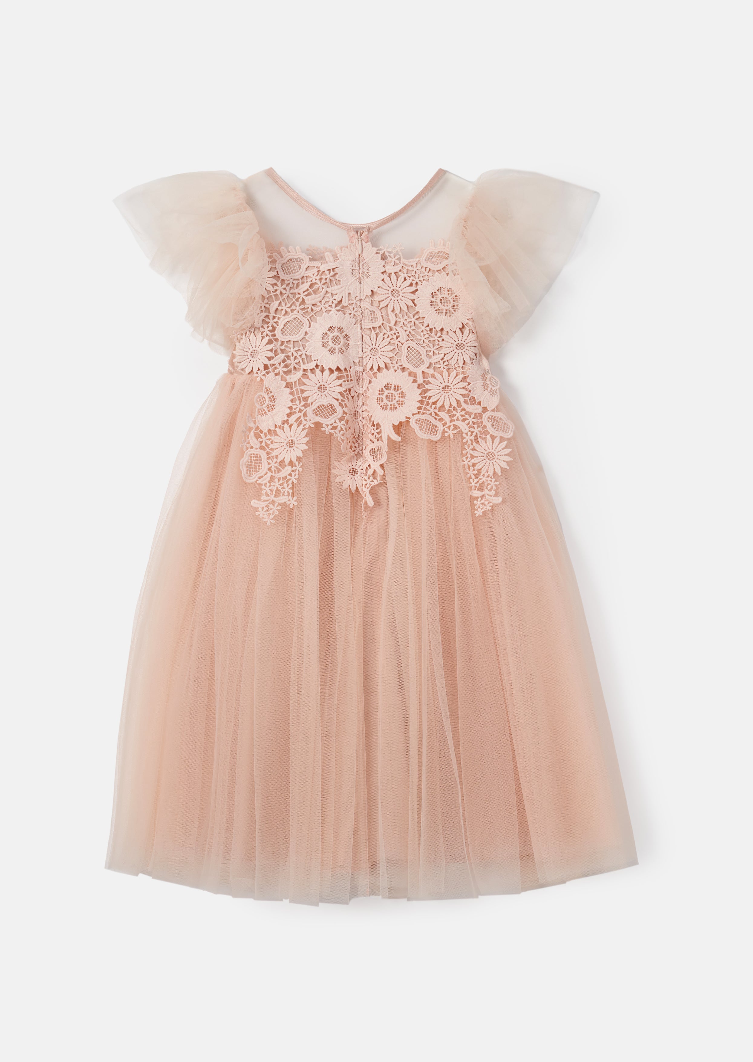 Sukienka Anelise Blush Cascade z koronki