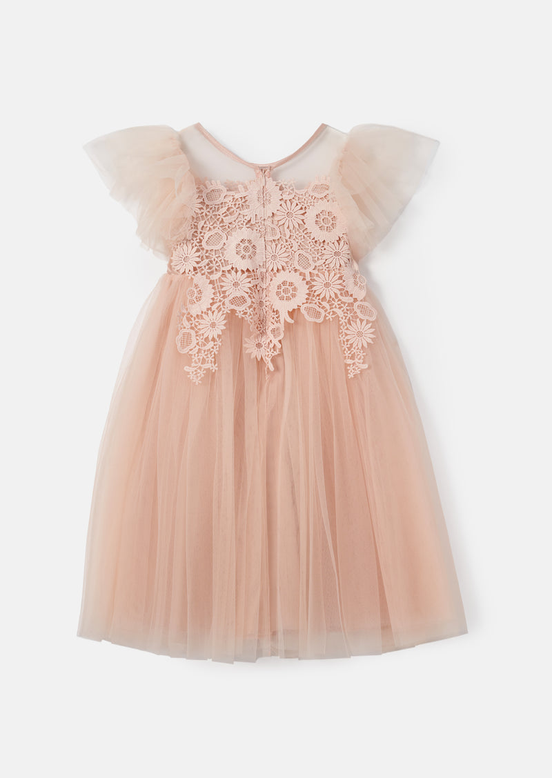 Anelise Blush Cascade Lace Dress