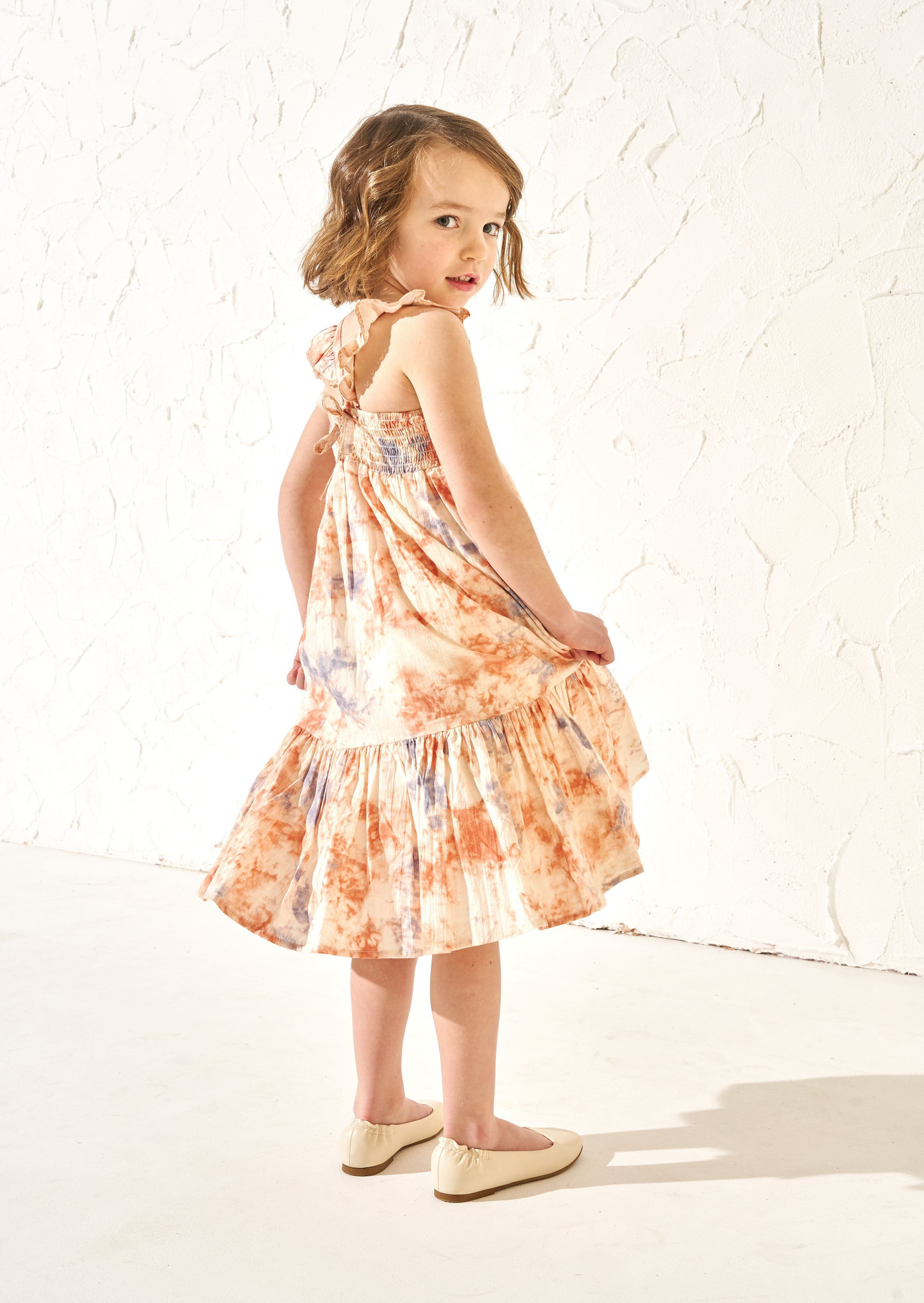 April Orange Pastel Tie Dye Dress