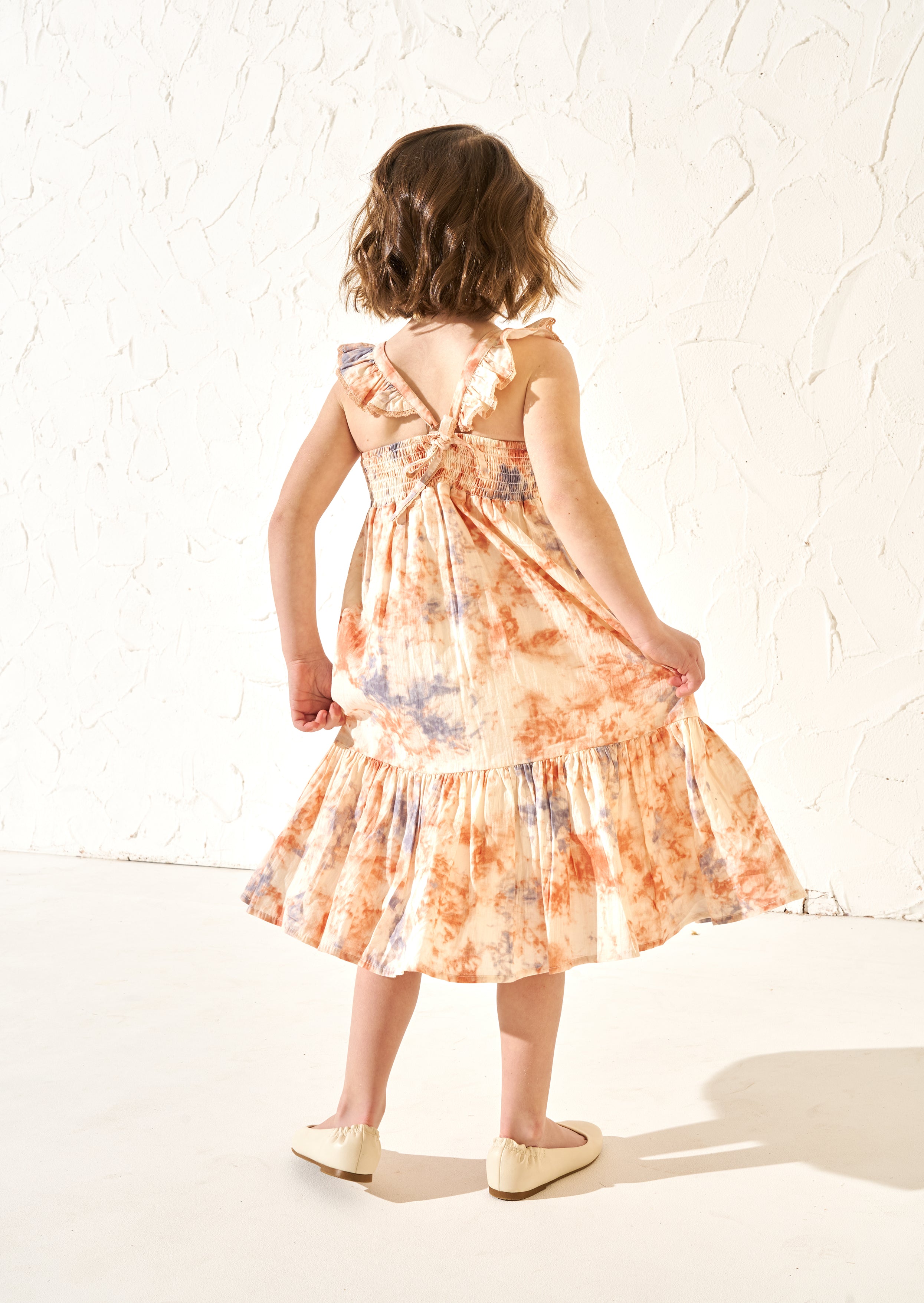 April Orange Pastel Tie Dye Dress