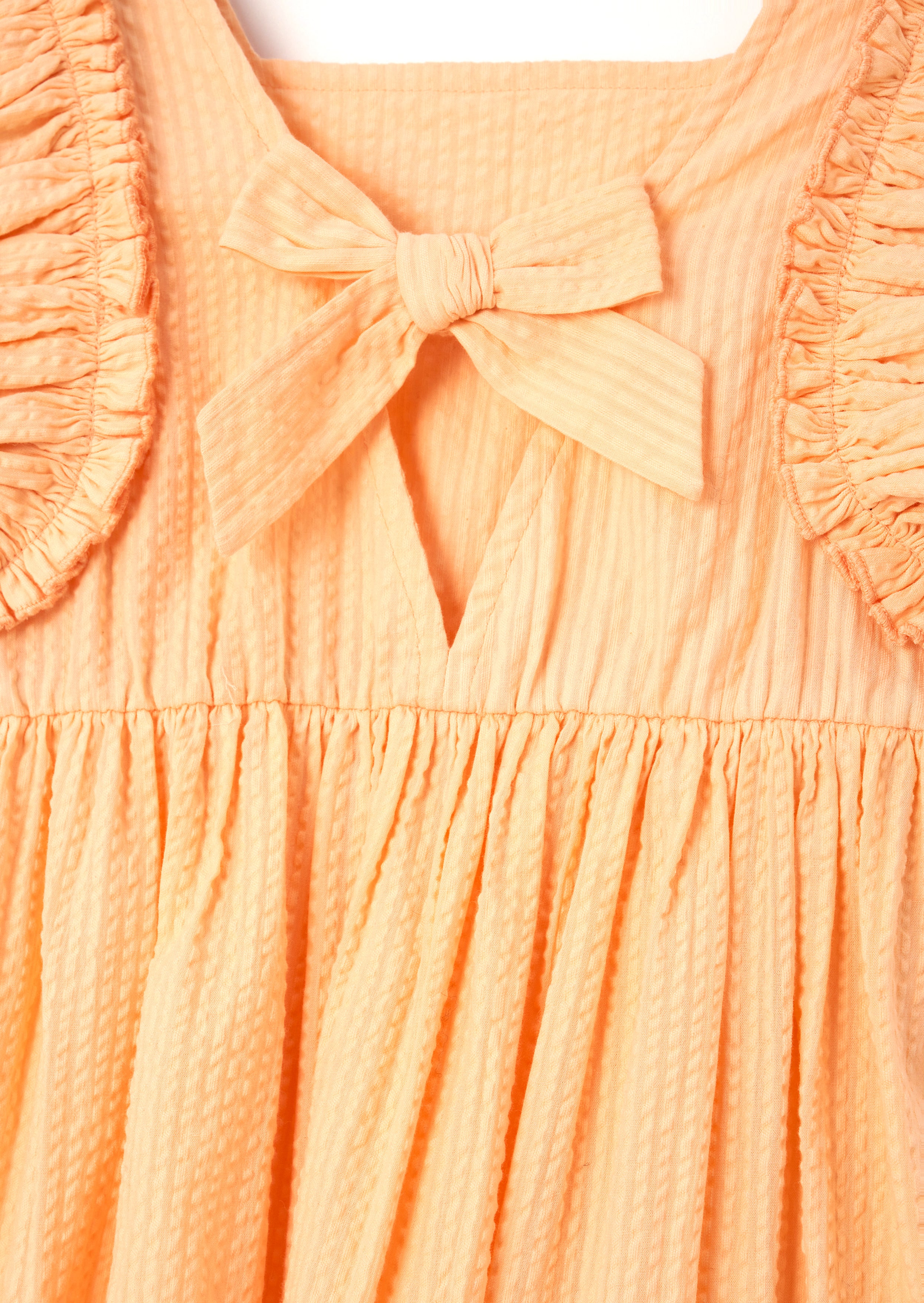 Simone Orange strukturiertes Kleid mit Rüschen