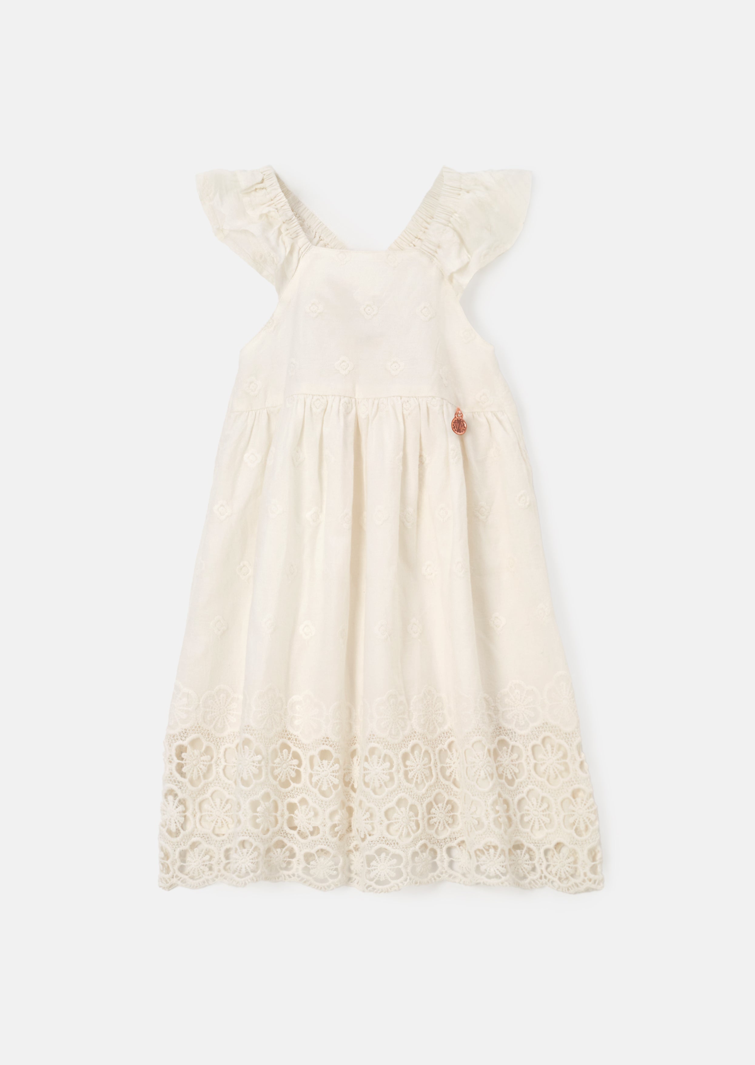 Della Weißes Spitzenbesatz Sommerkleid