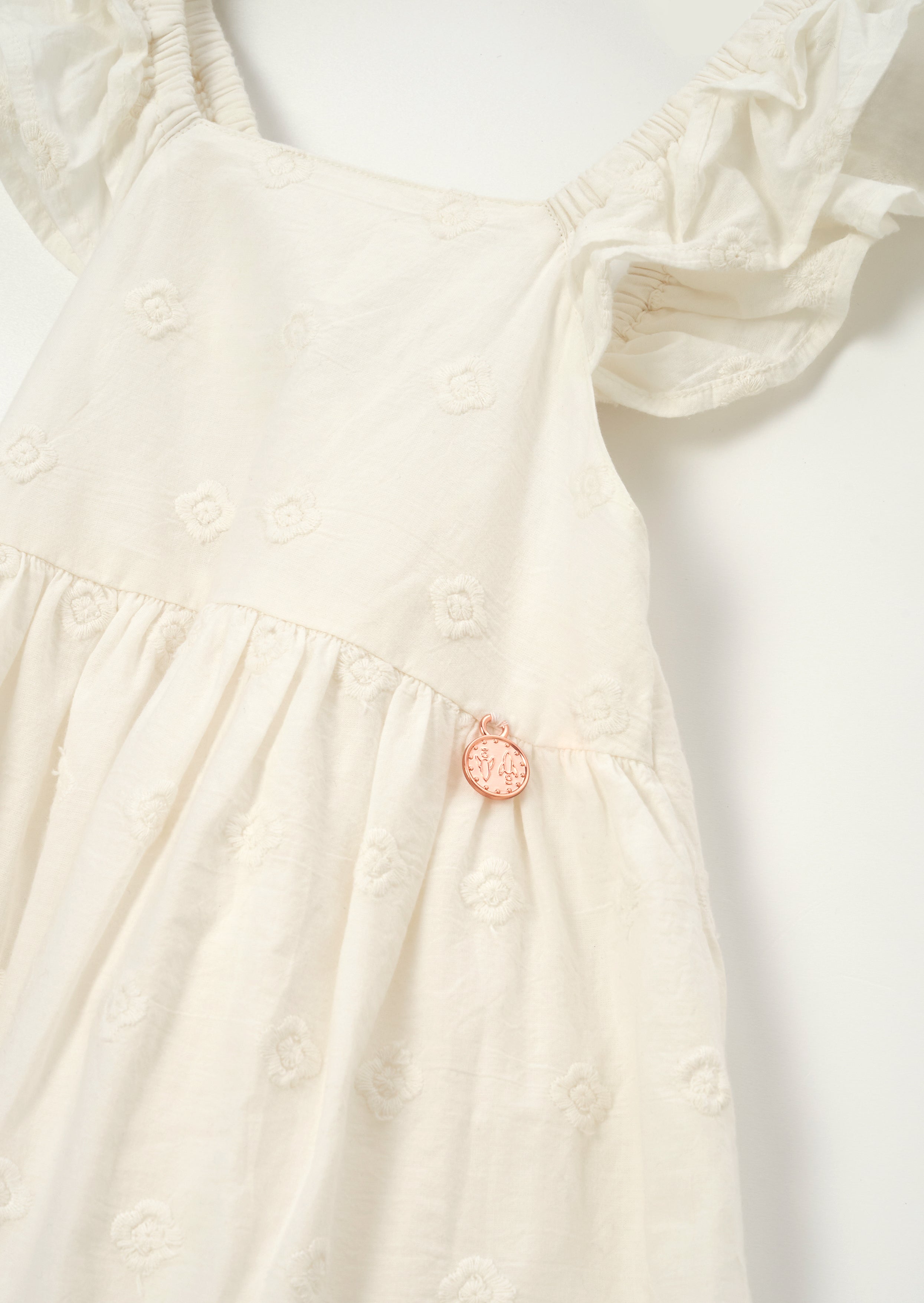 Della Weißes Spitzenbesatz Sommerkleid