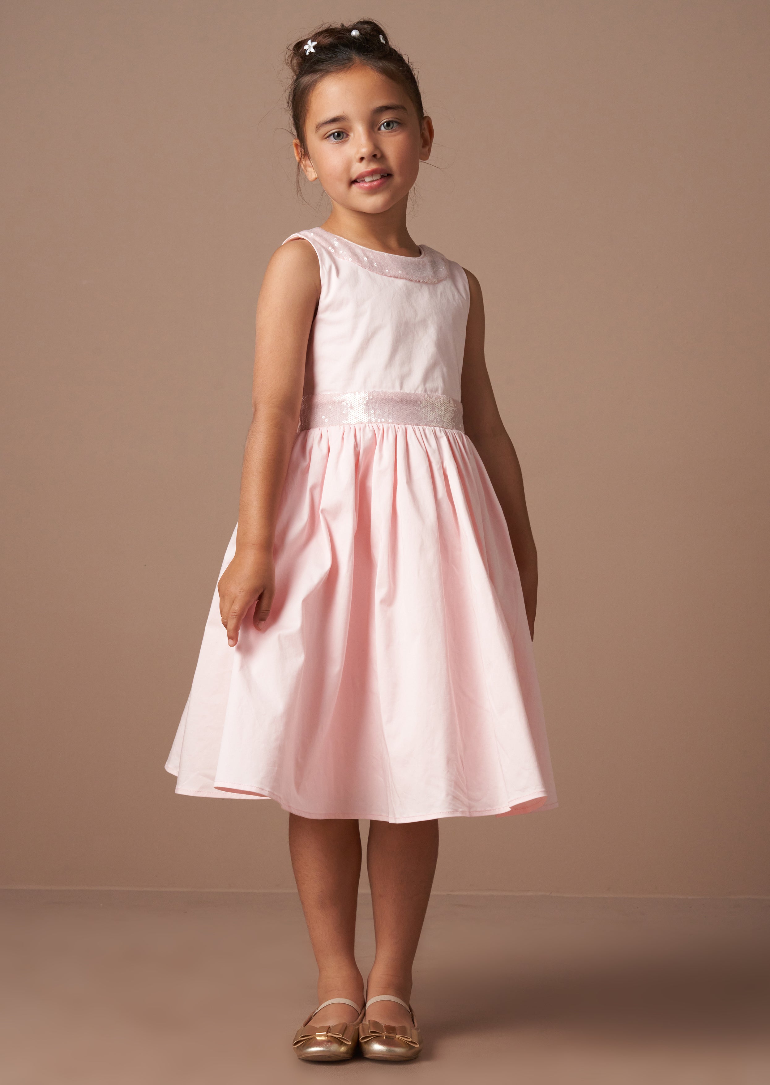 Vestito Claudia con Fiocco di Paillettes Rosa