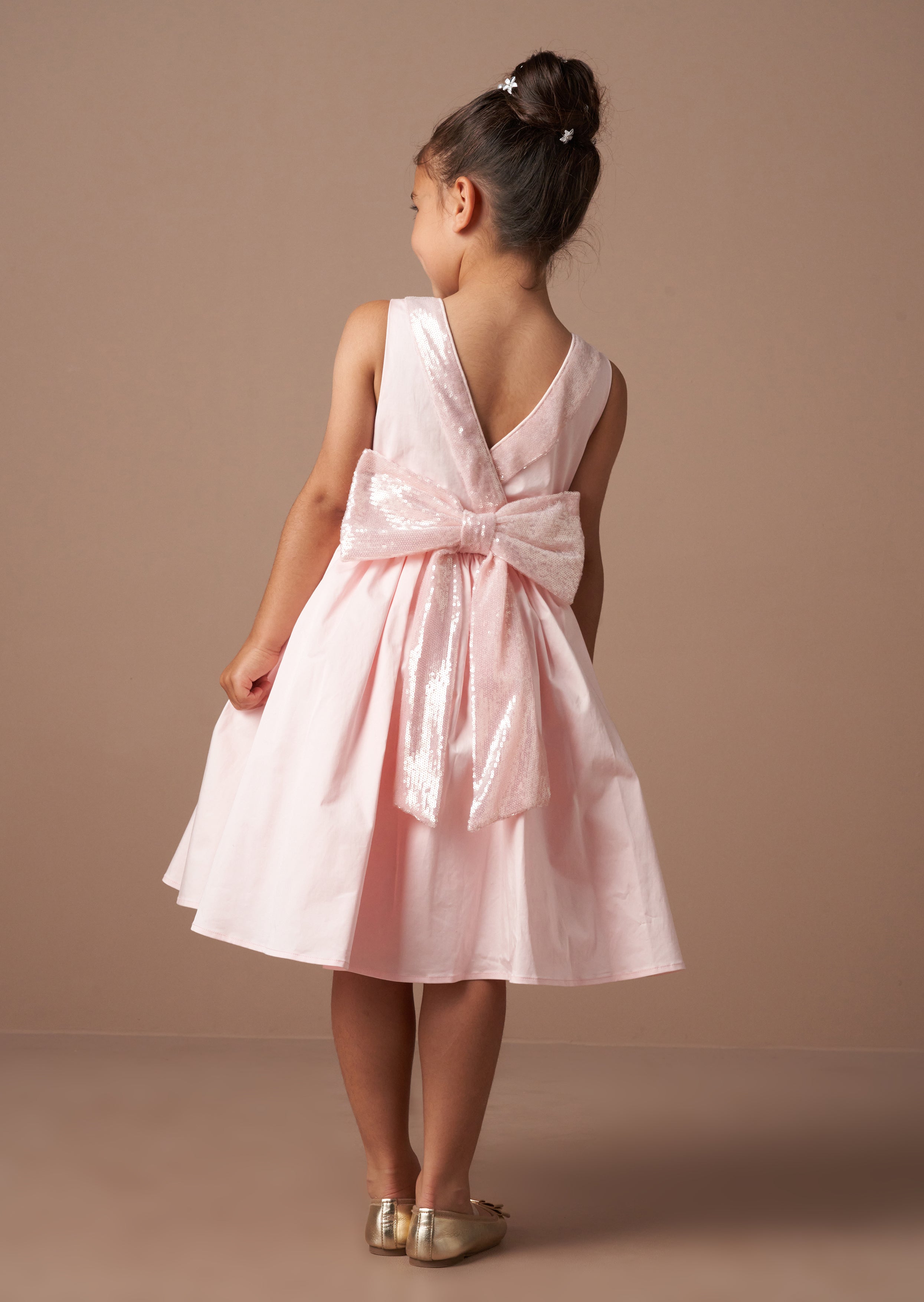 Vestito Claudia con Fiocco di Paillettes Rosa