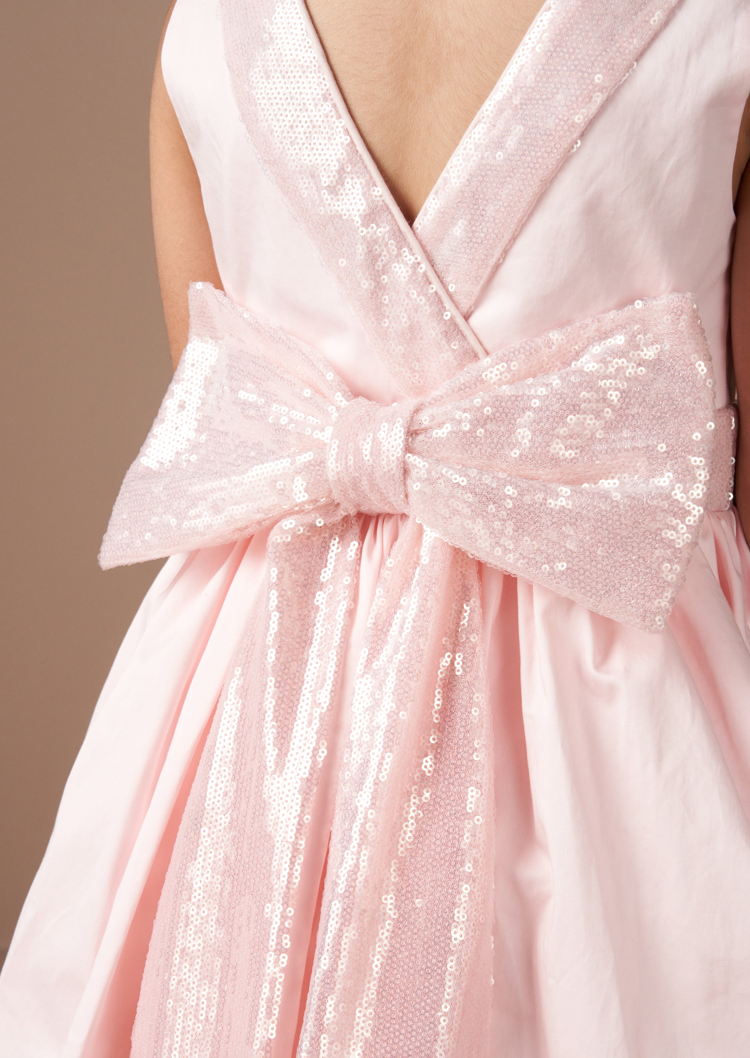 Vestito Claudia con Fiocco di Paillettes Rosa