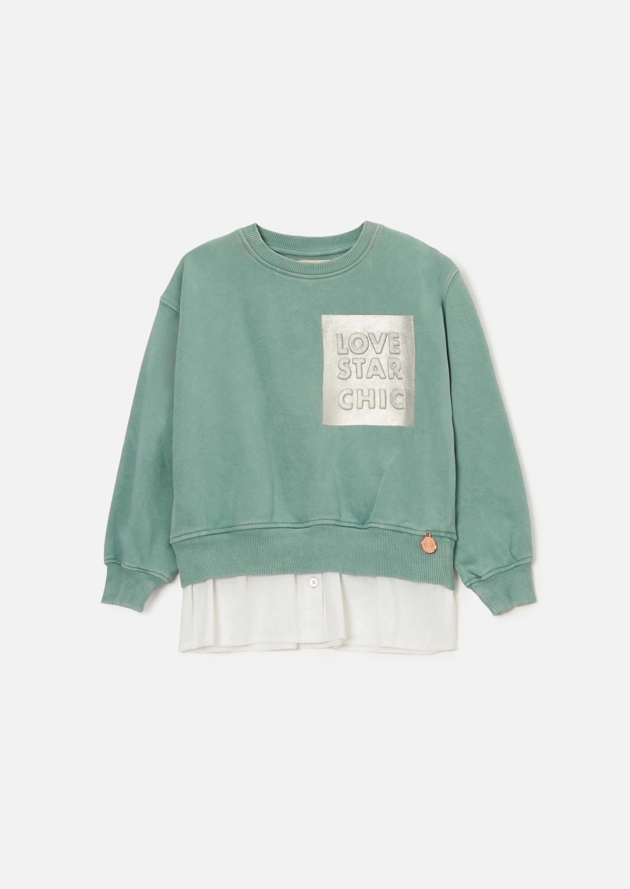 Eloise grünes Sweatshirt mit Hemdsaum