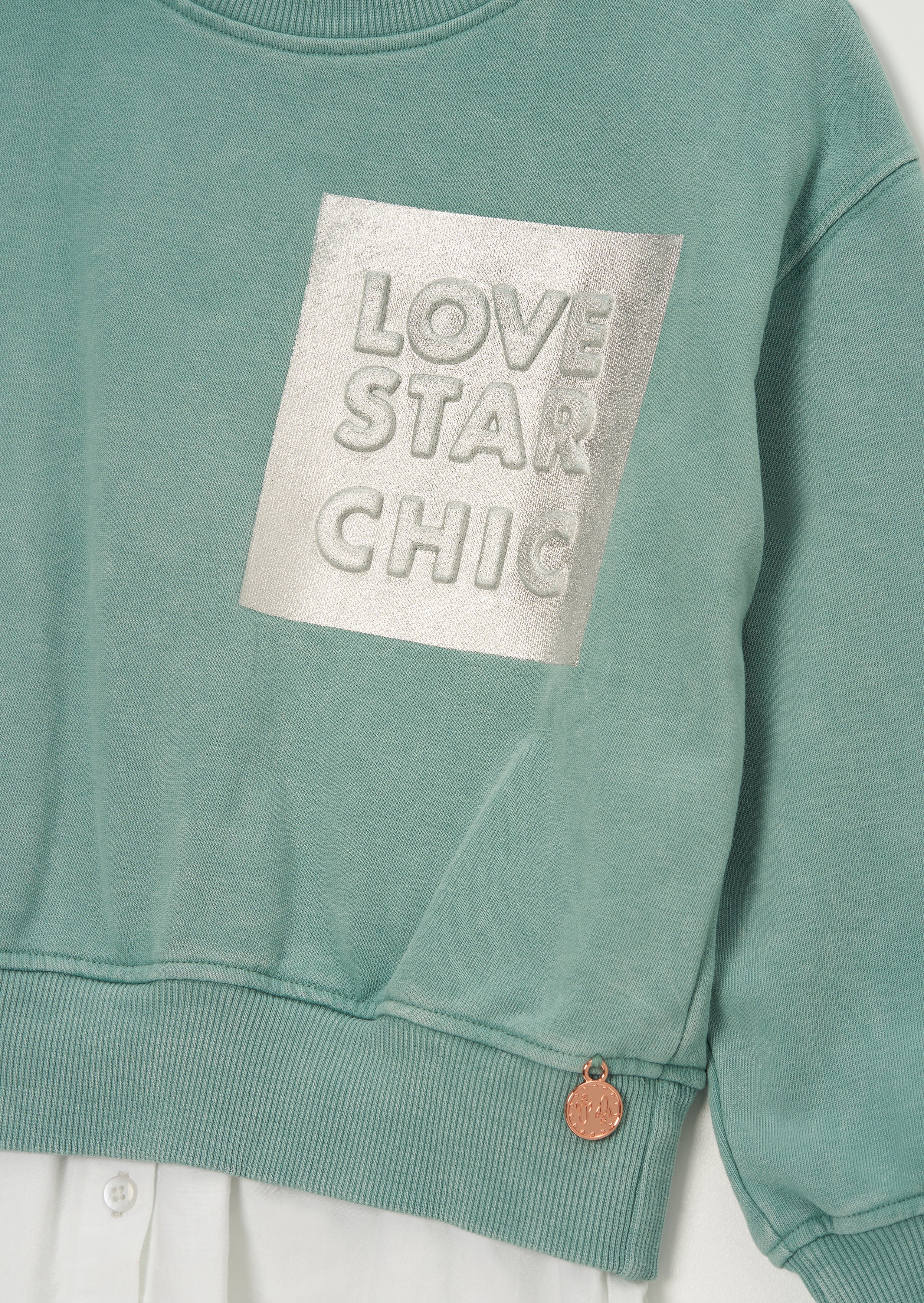 Eloise grünes Sweatshirt mit Hemdsaum