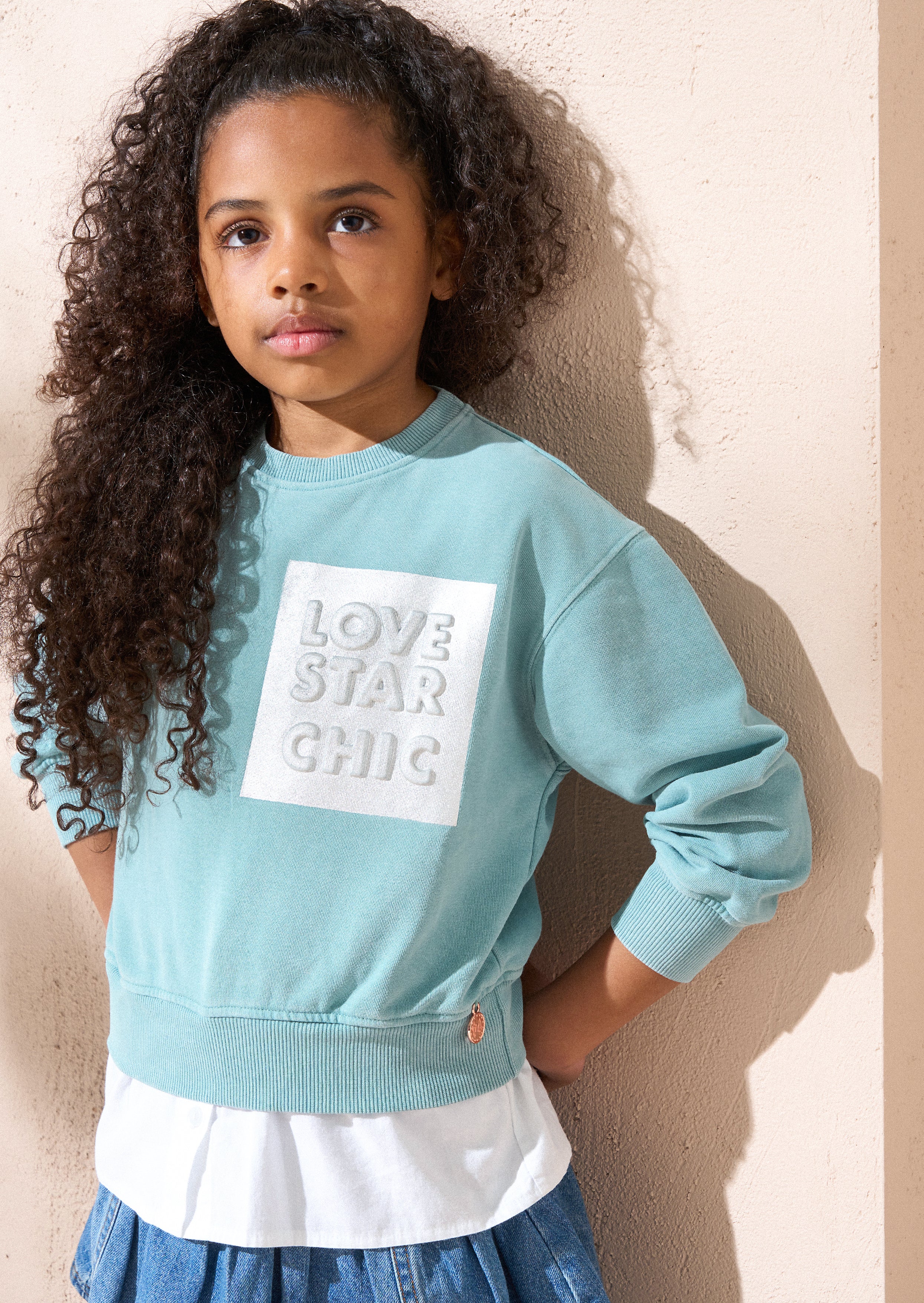 Eloise grünes Sweatshirt mit Hemdsaum