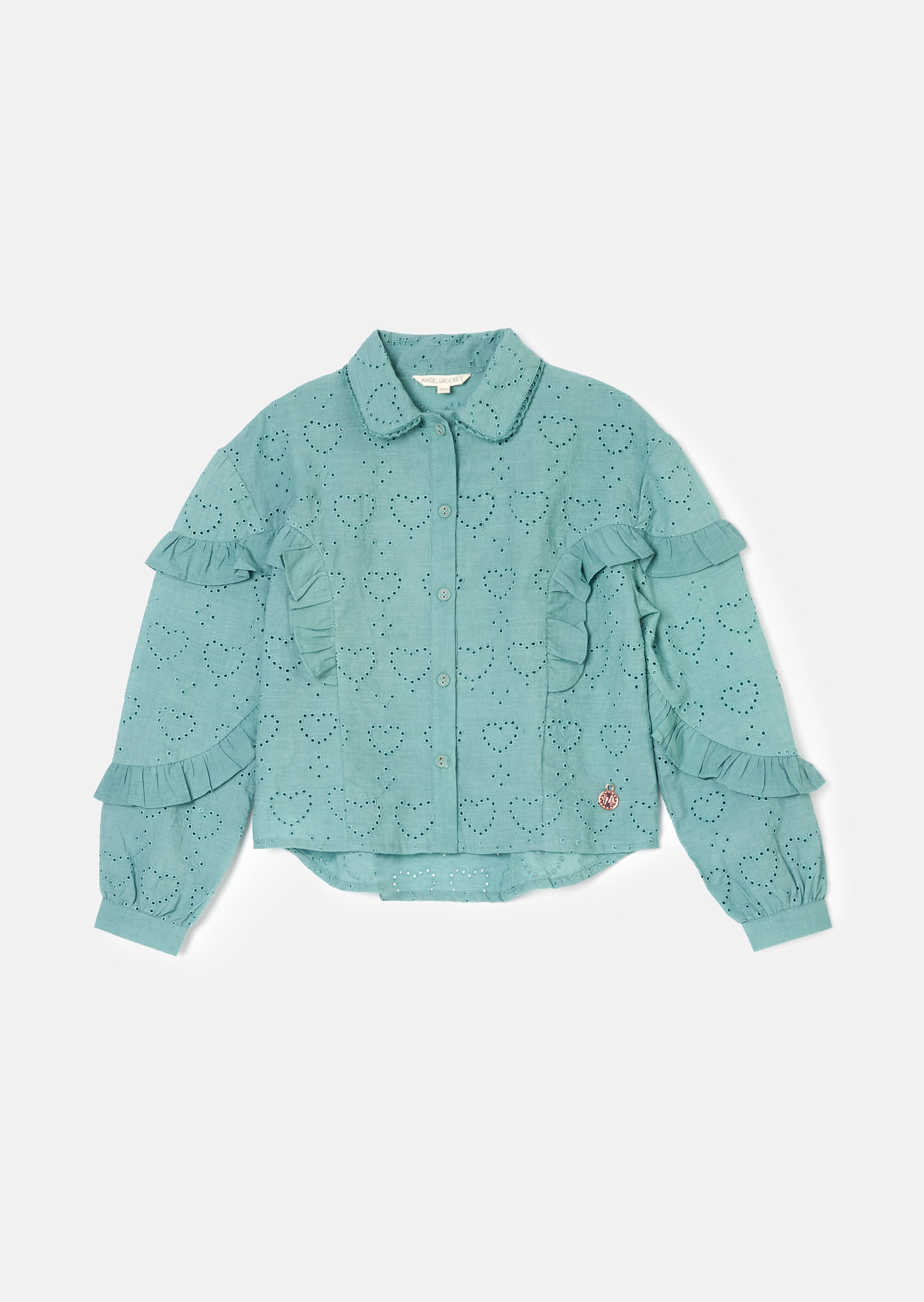 Juiette Grün Broderie Rüschenhemd