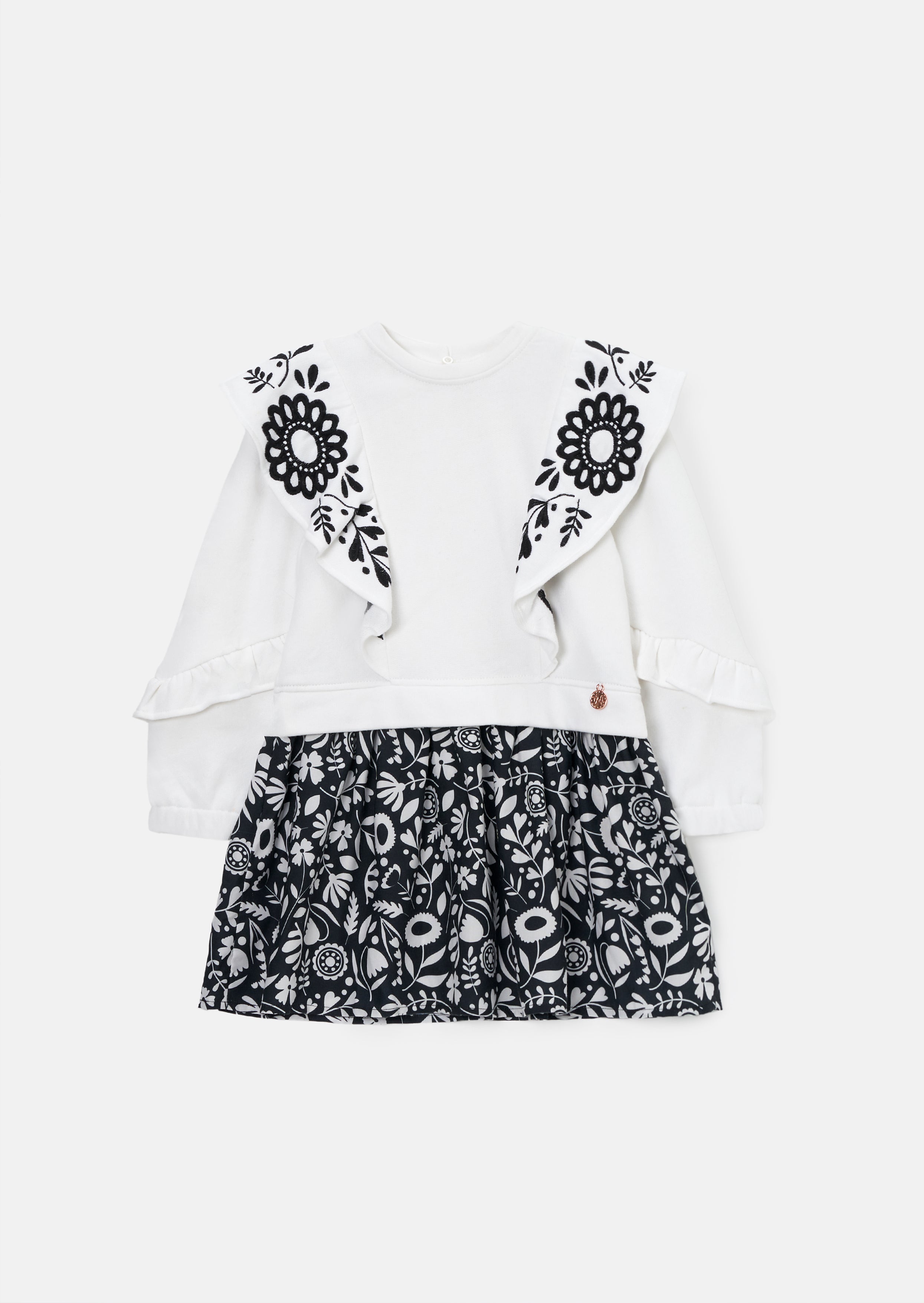 Nadine Elfenbein Folklore-Print Sweatkleid