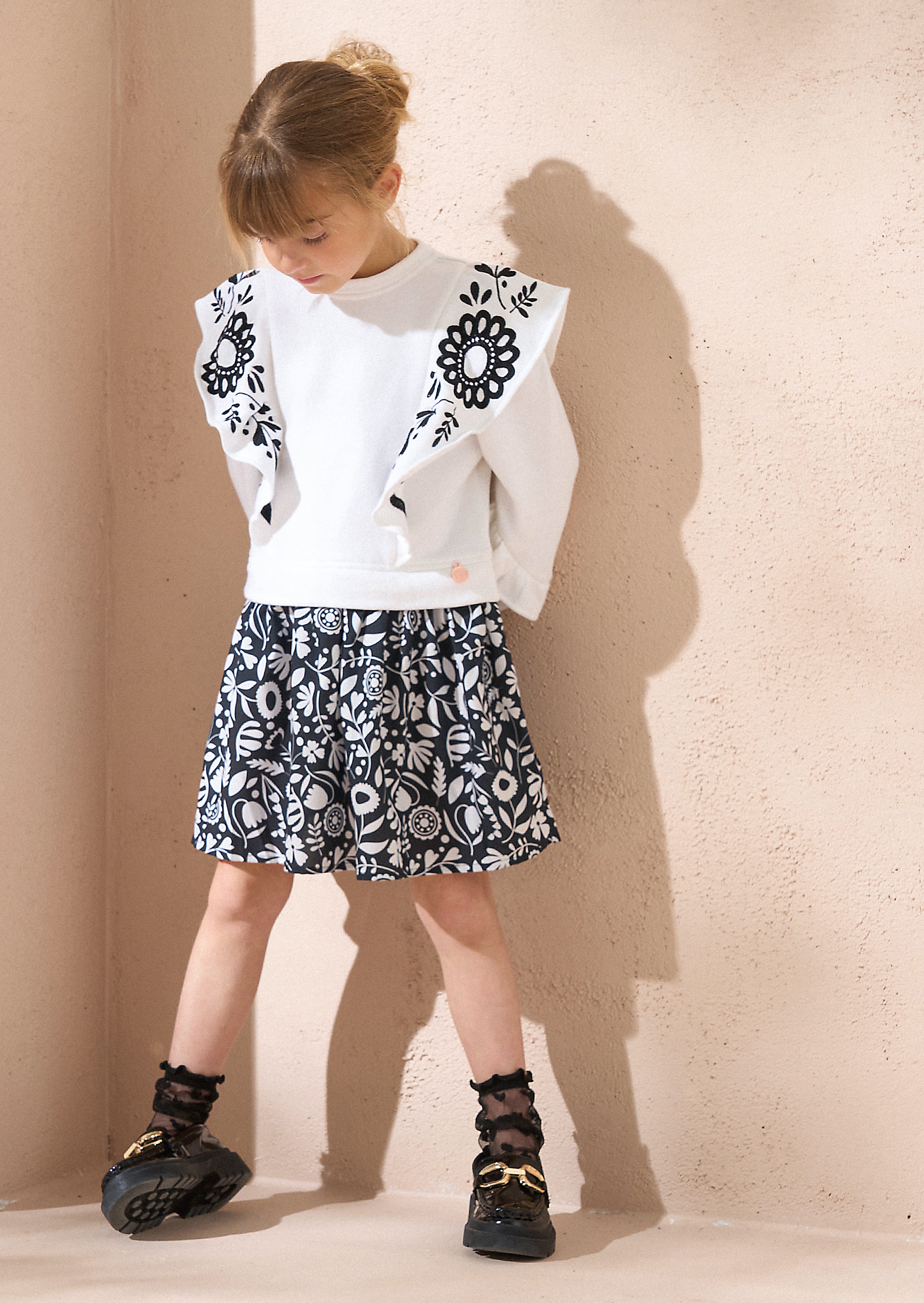 Nadine Elfenbein Folklore-Print Sweatkleid