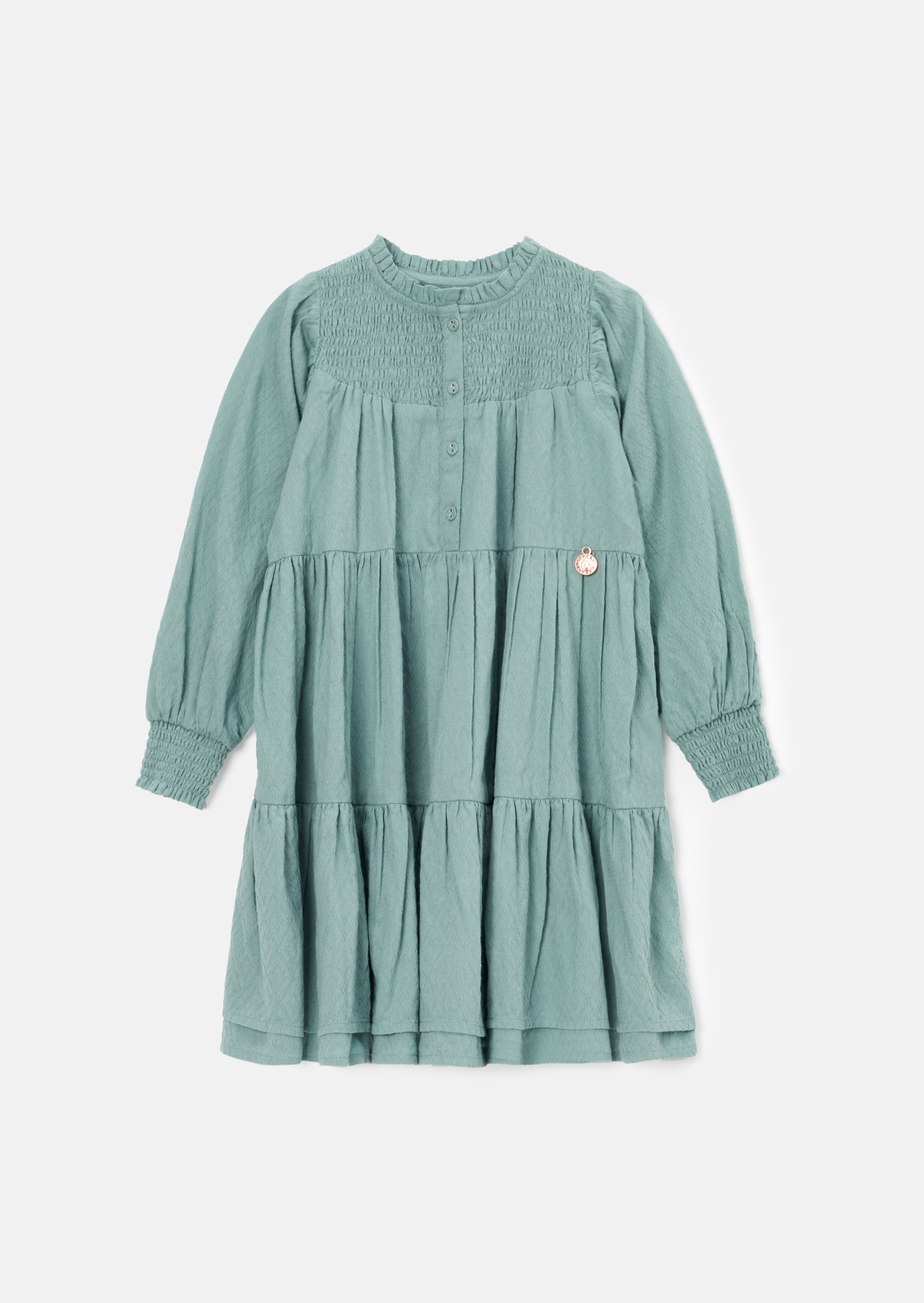 Ellerie grünes strukturiertes gestuftes Kleid