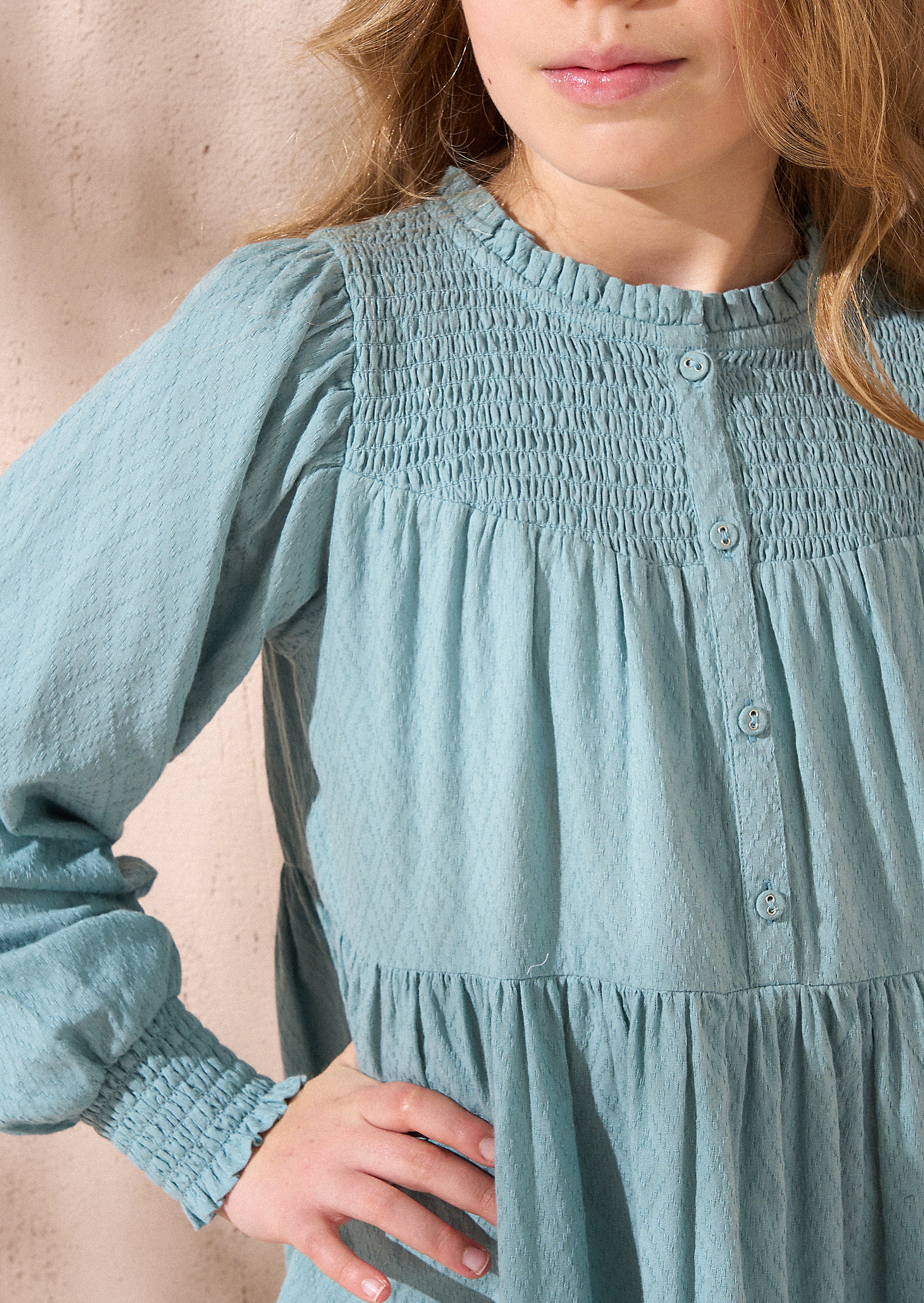 Ellerie grünes strukturiertes gestuftes Kleid