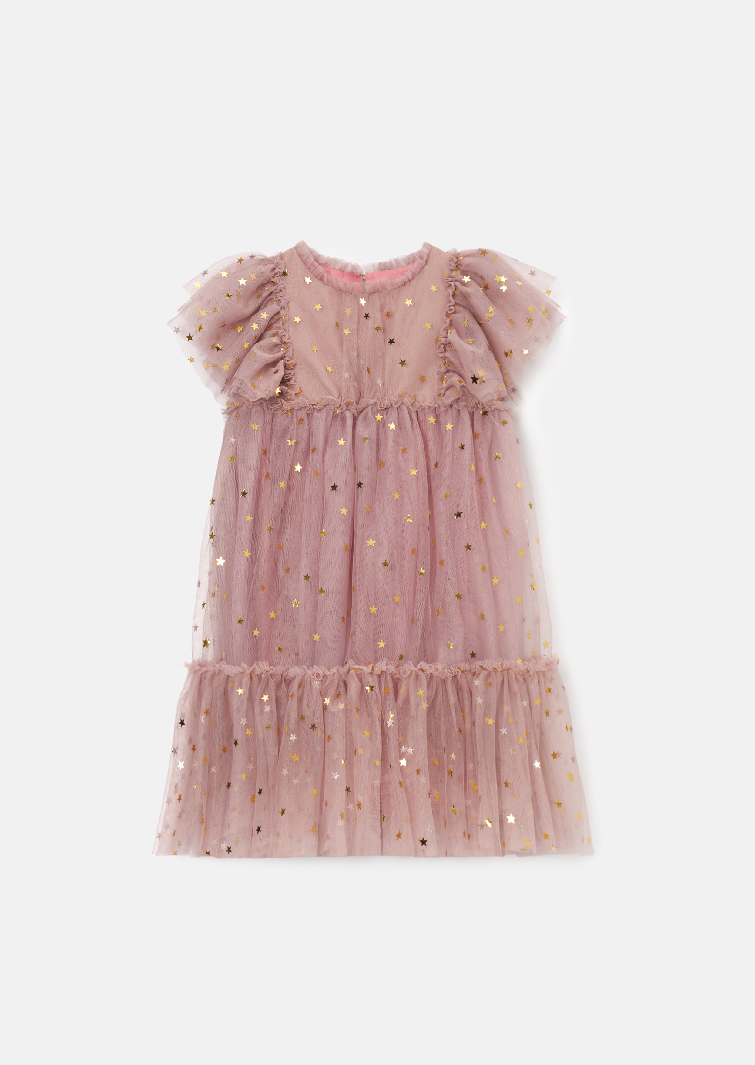 Hallie rosa Folienprint Netzkleid