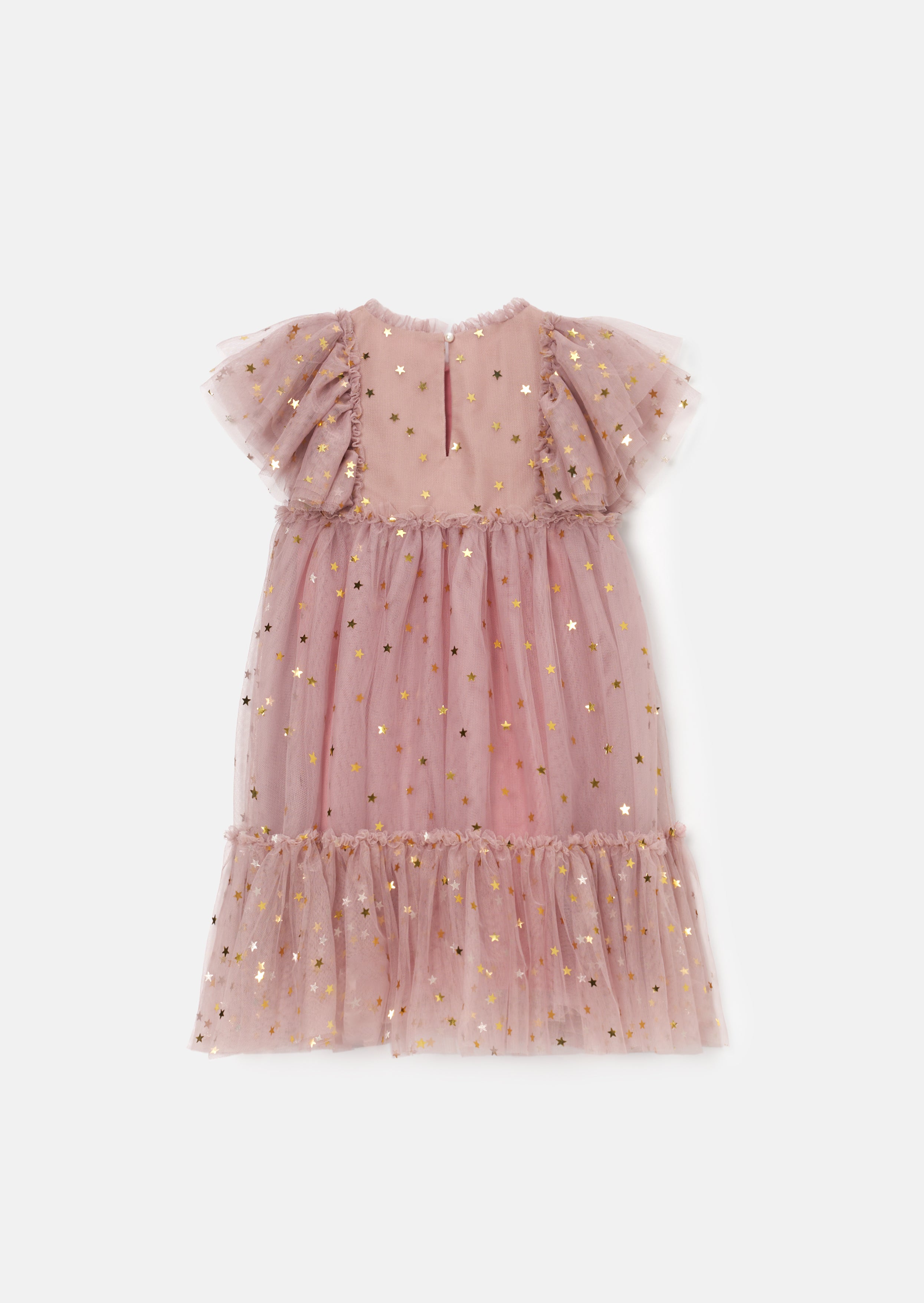 Hallie rosa Folienprint Netzkleid