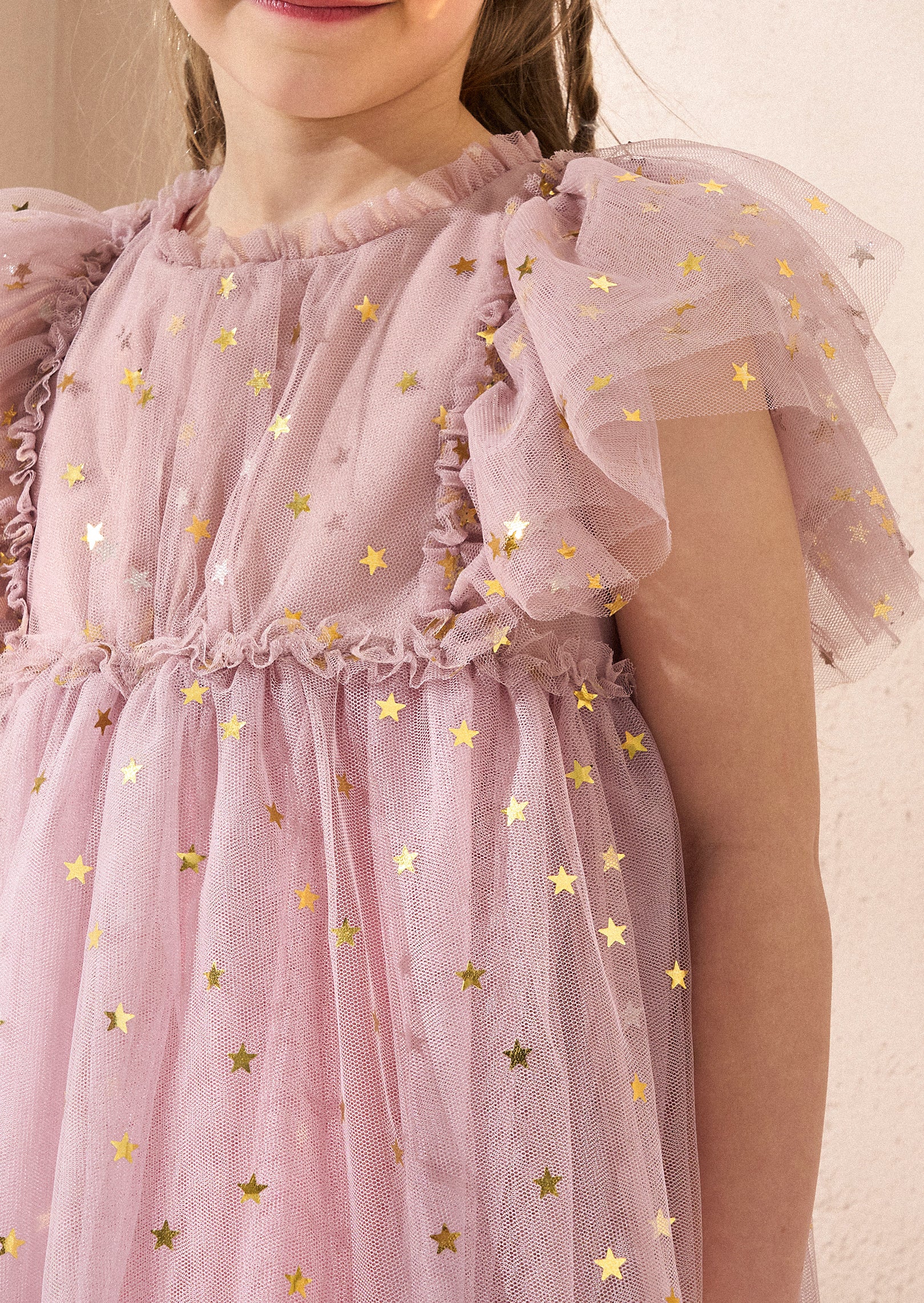 Hallie rosa Folienprint Netzkleid
