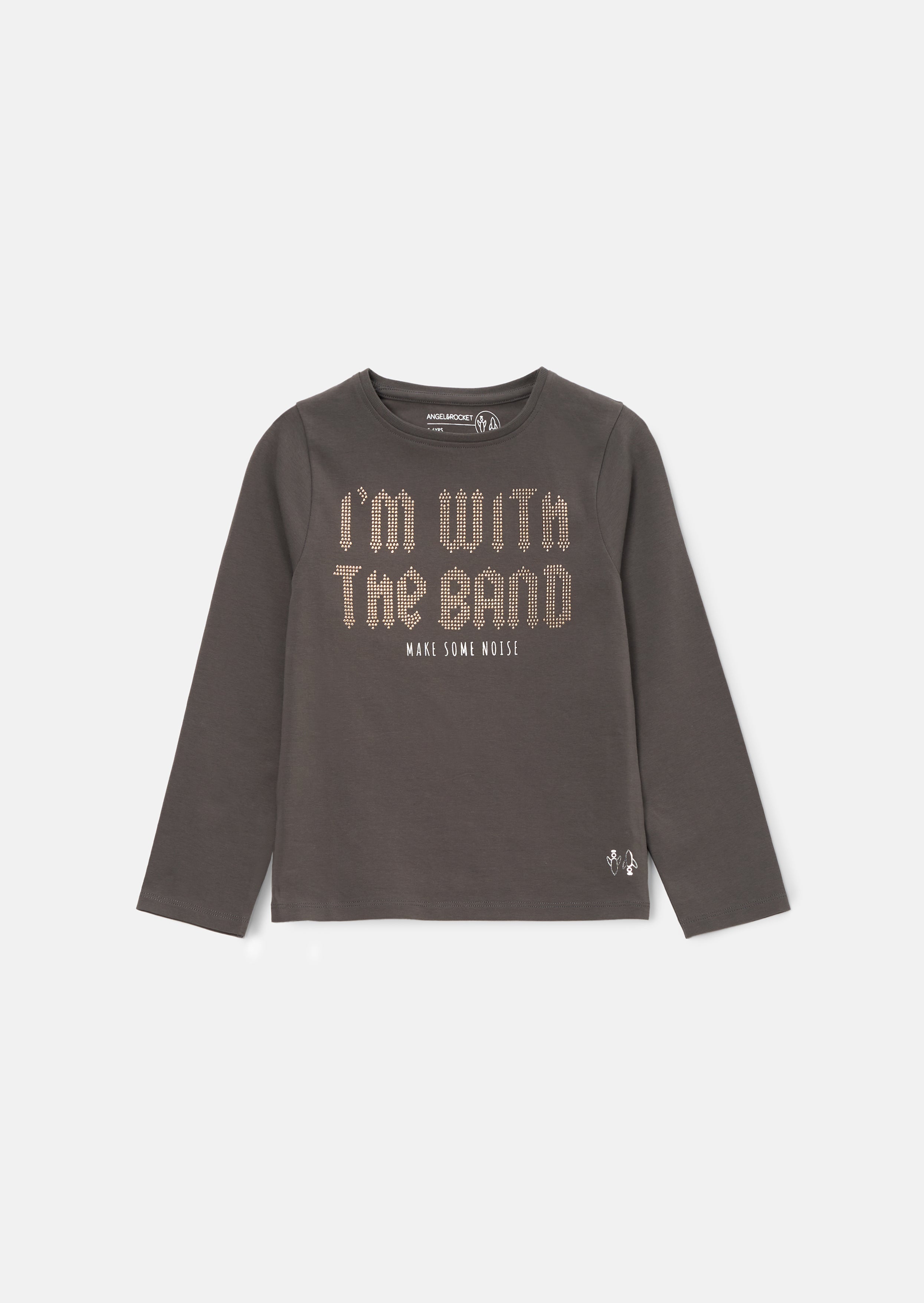 Jem graues Langarm-Nieten-T-Shirt