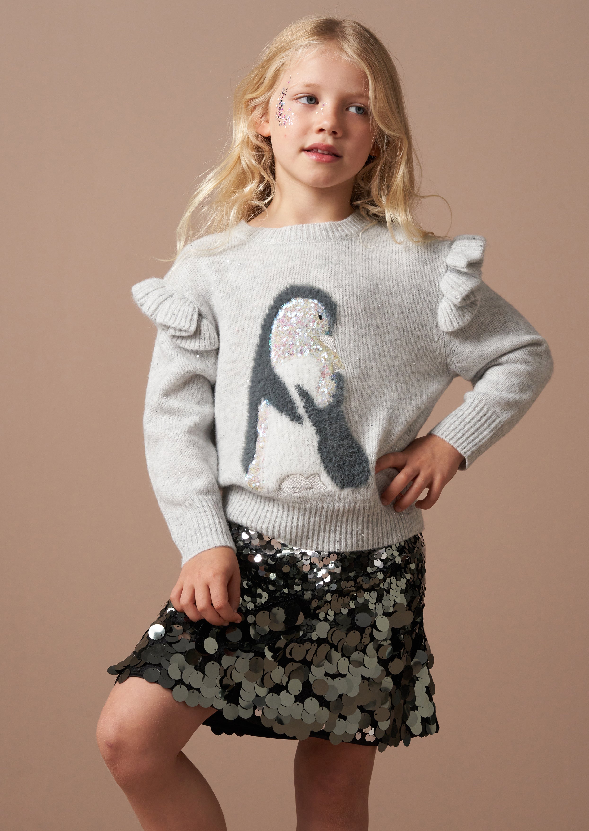 Sweter z cekinowym pingwinem Peggy