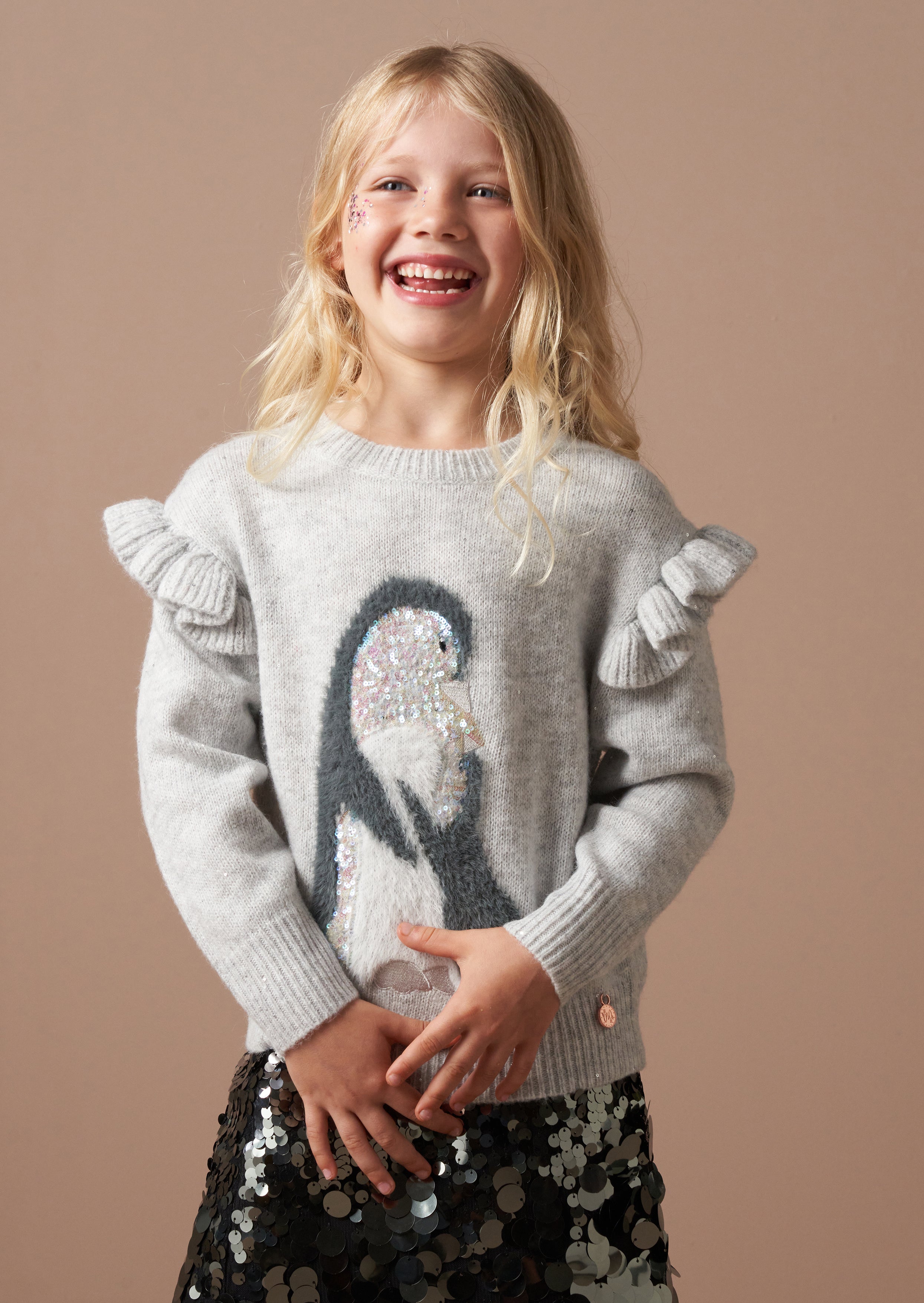Sweter z cekinowym pingwinem Peggy