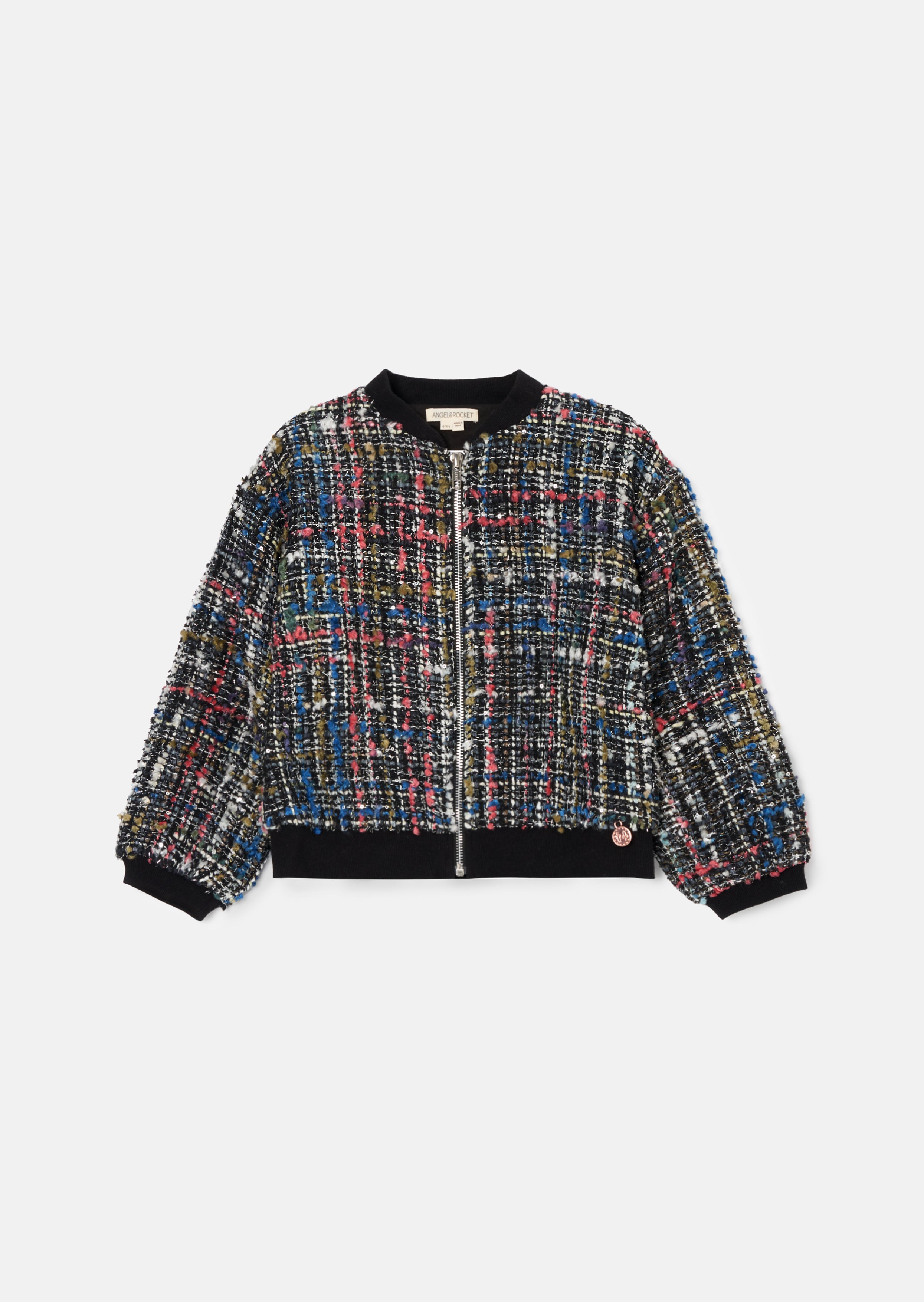 Dancia Schwarze Tweed Bomberjacke