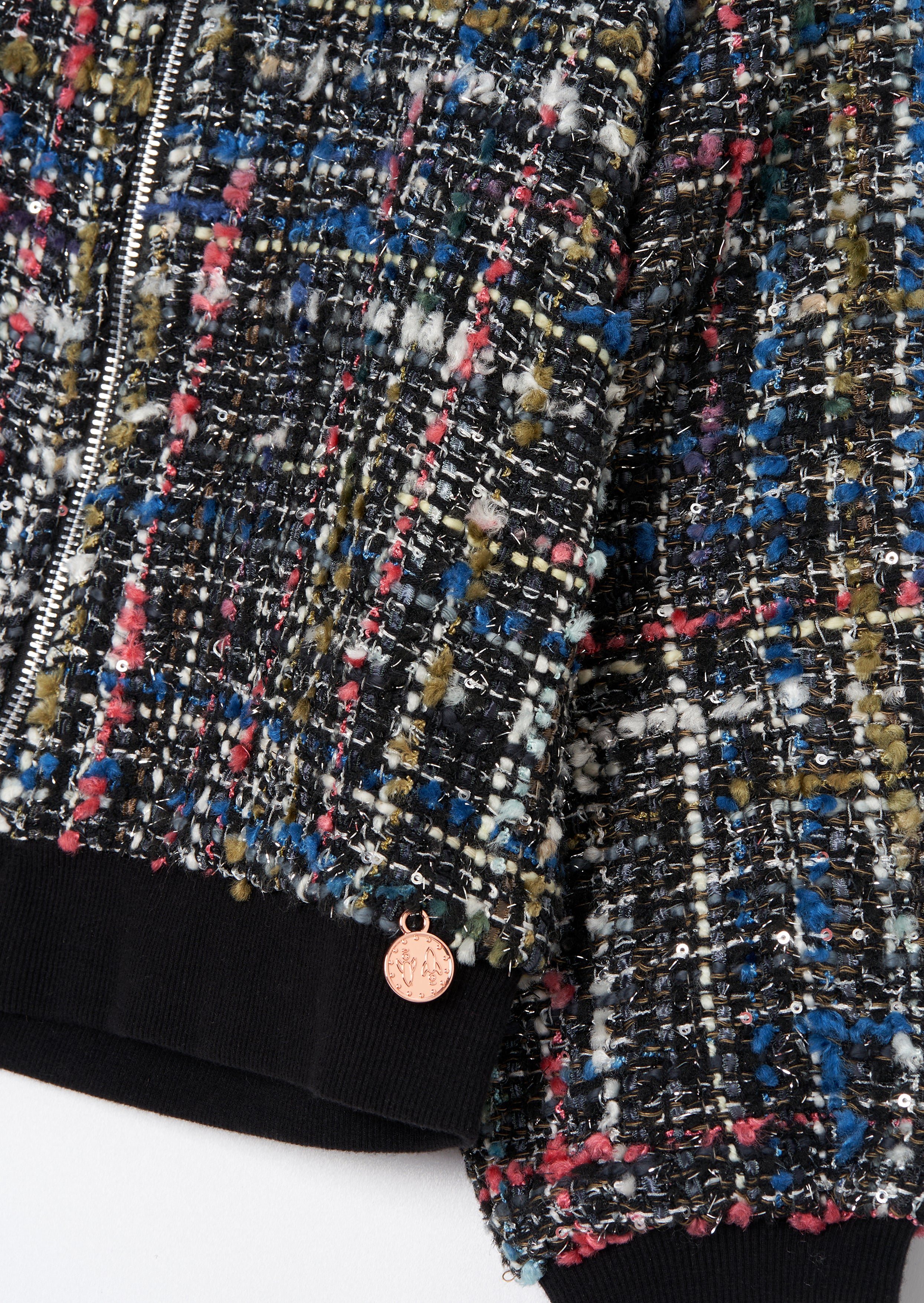 Dancia Schwarze Tweed Bomberjacke