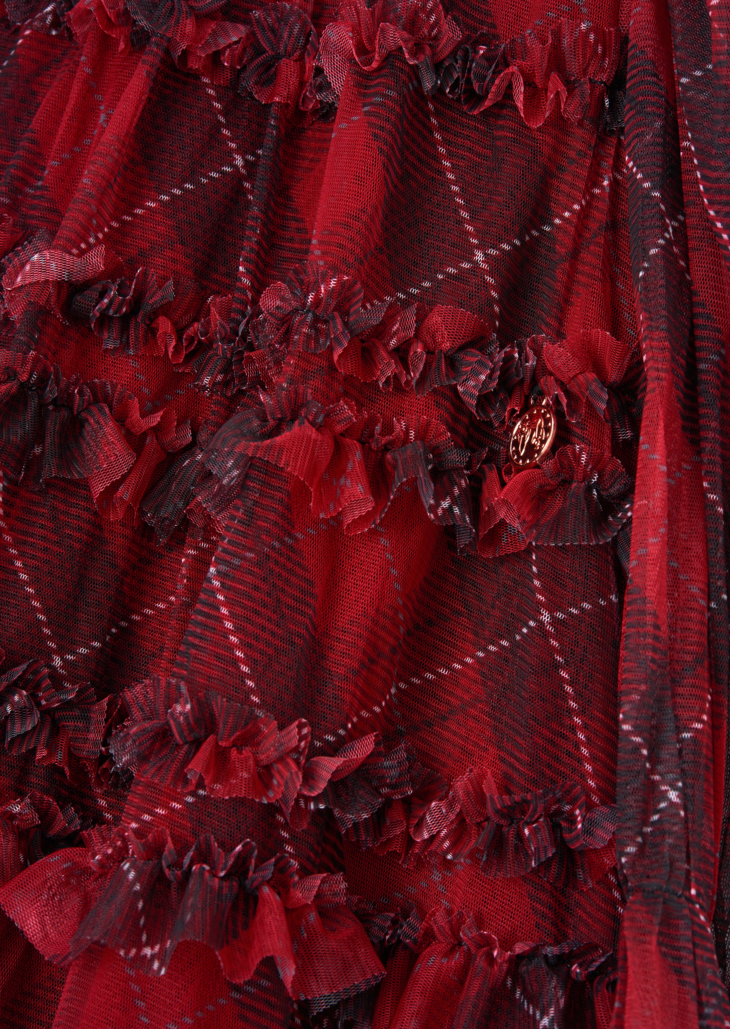 Juliana Red Tartan Mesh Dress
