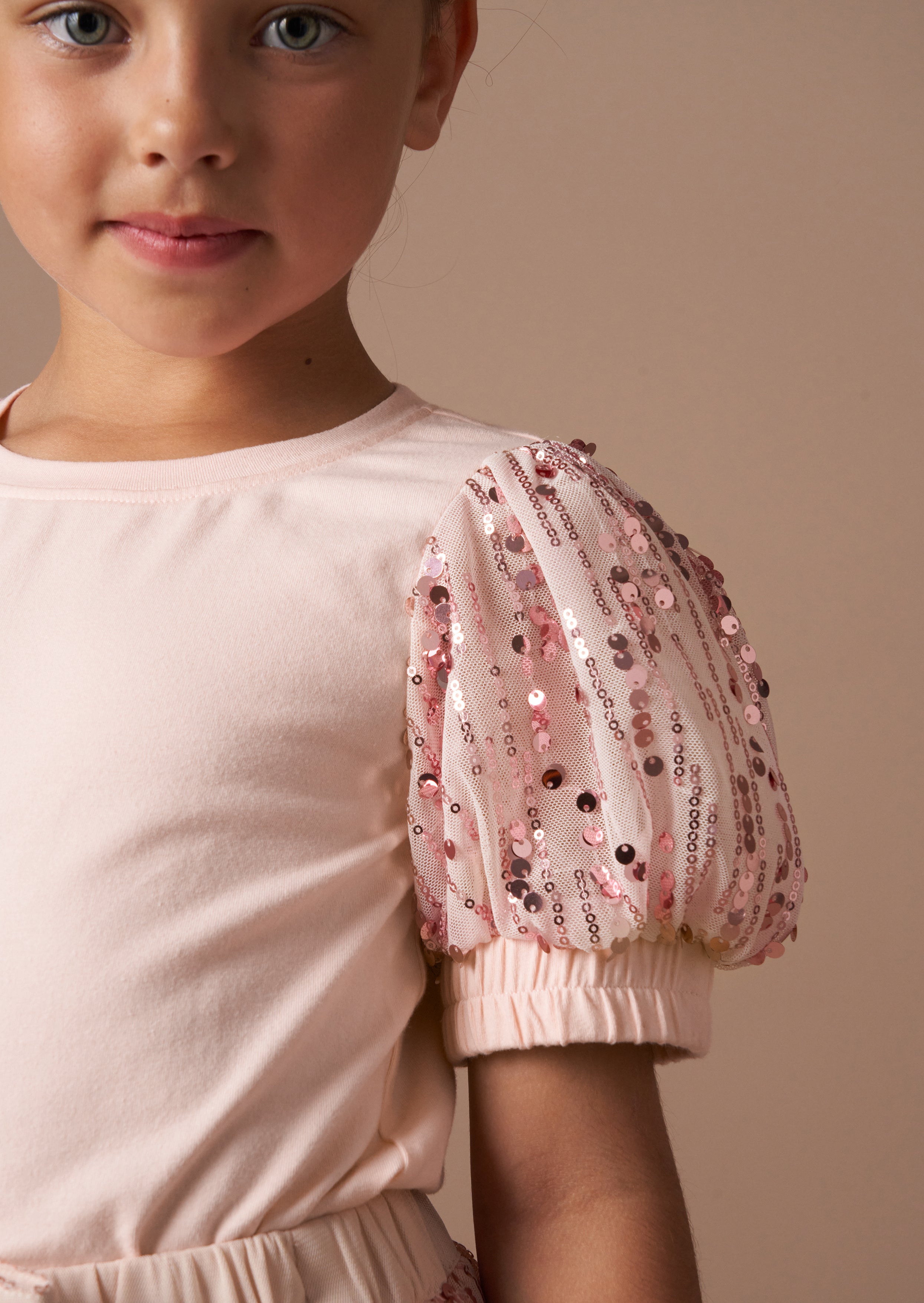 Freya Pink Paillettenärmel T-Shirt