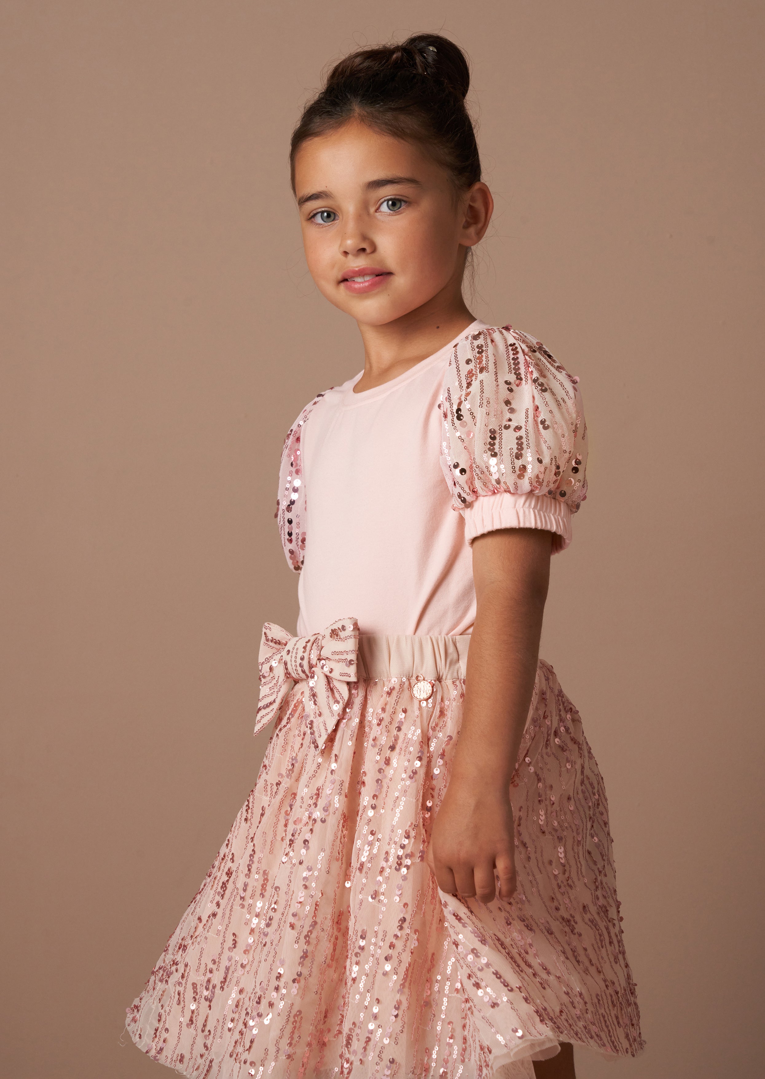 Freya Pink Paillettenärmel T-Shirt