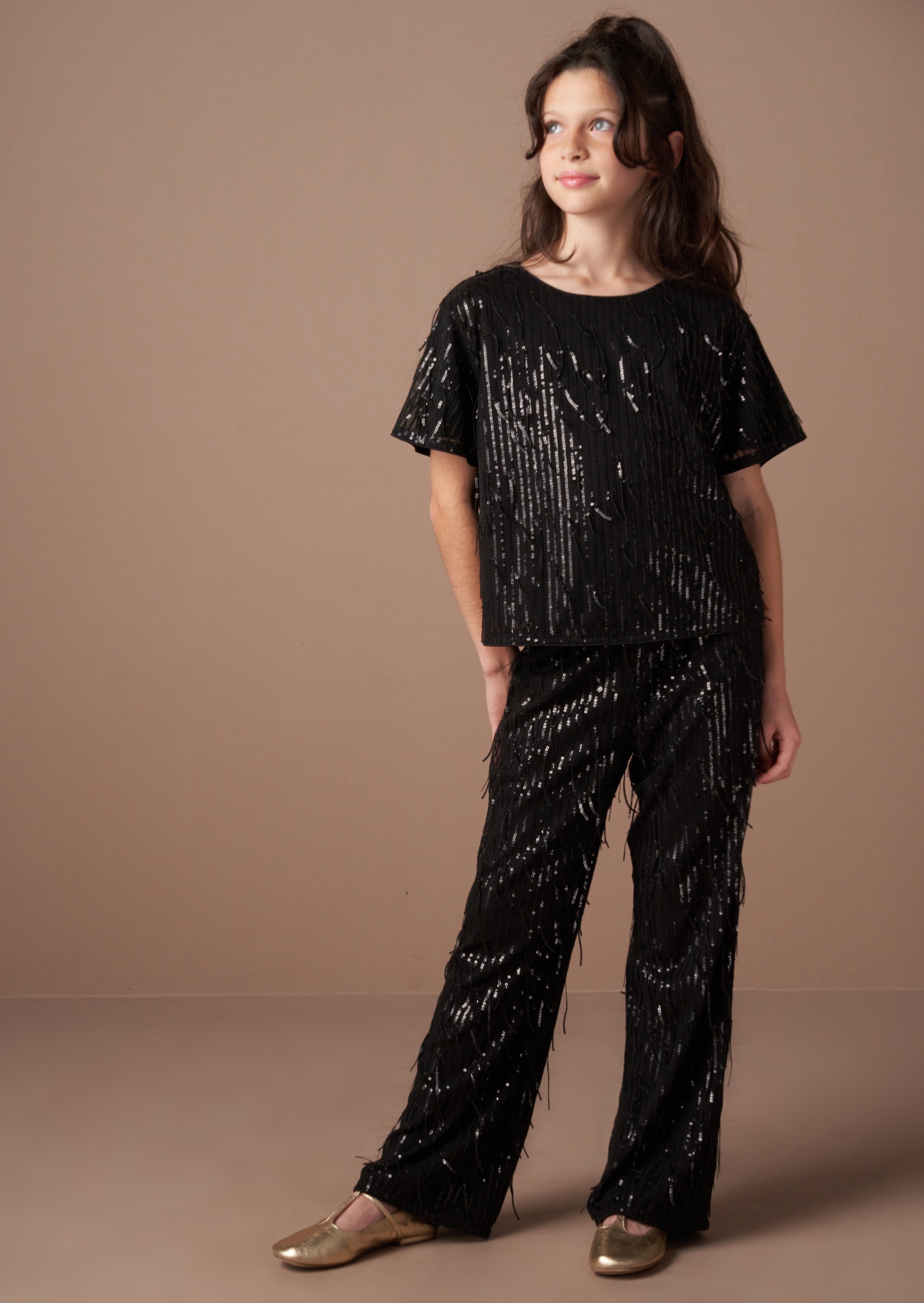 بنطلون Sadie Black Tassel Sequin