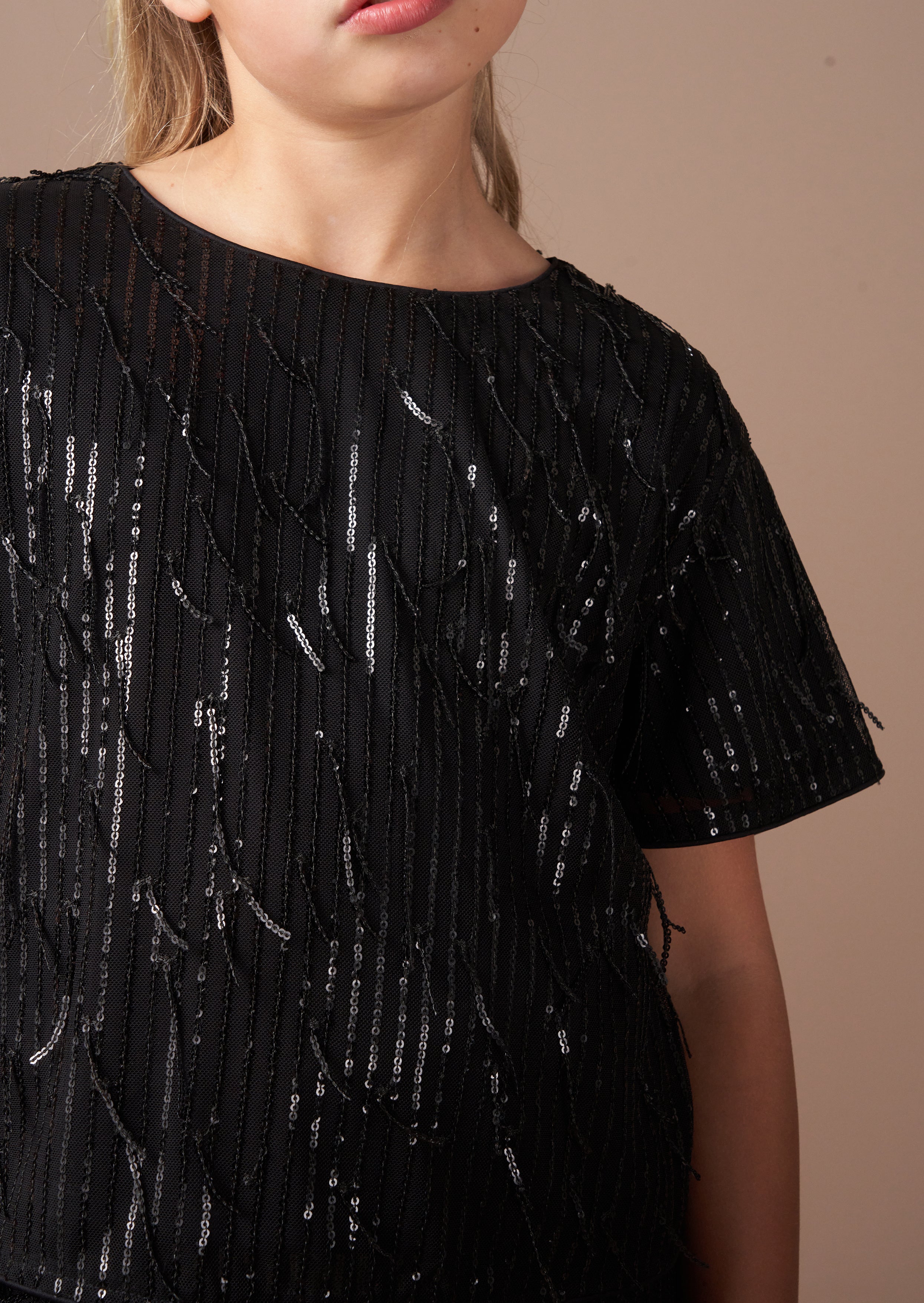 Sadie Schwarzes Quasten Pailletten Top
