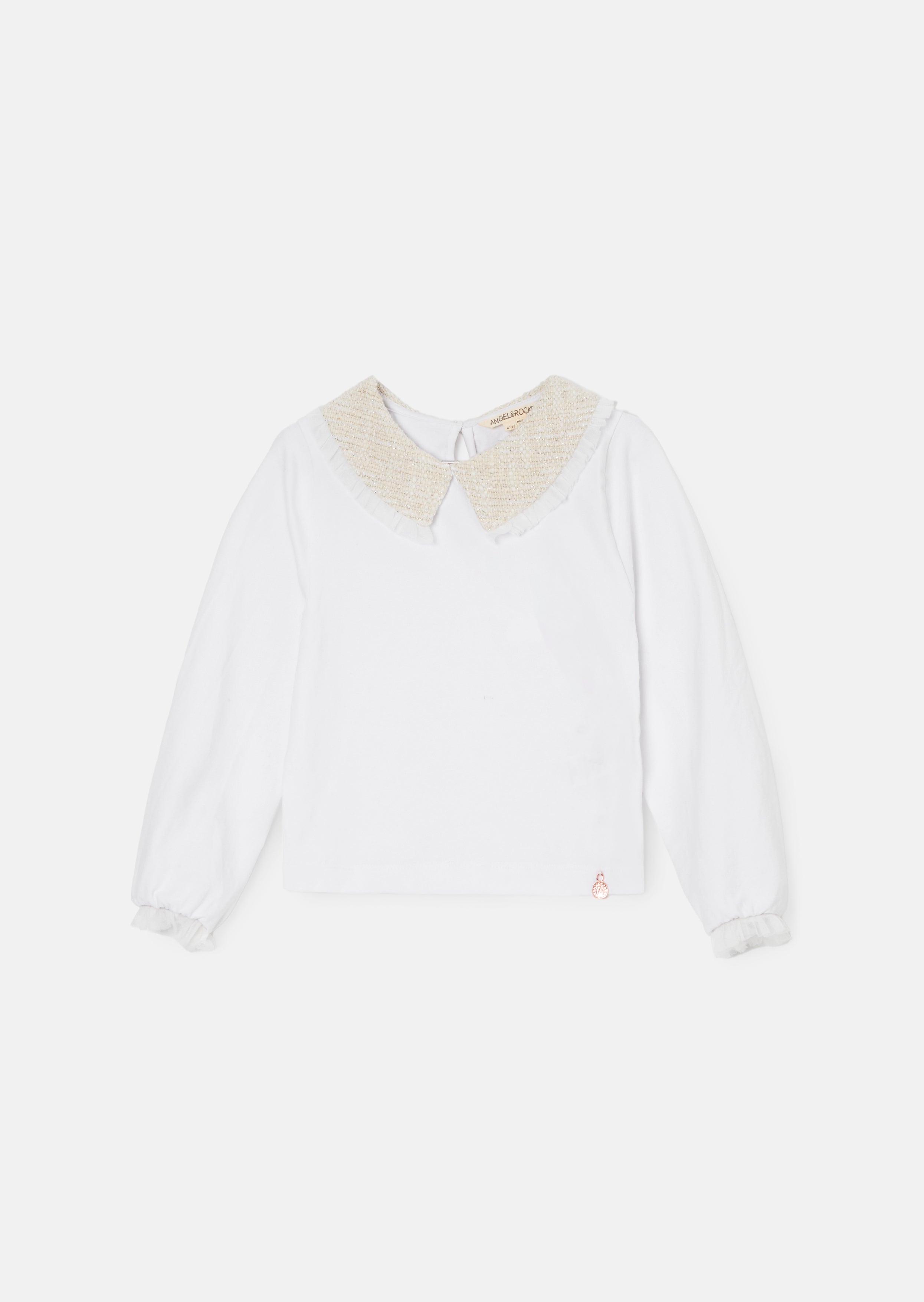 Opal Natural Jersey Top With Tweed Collar