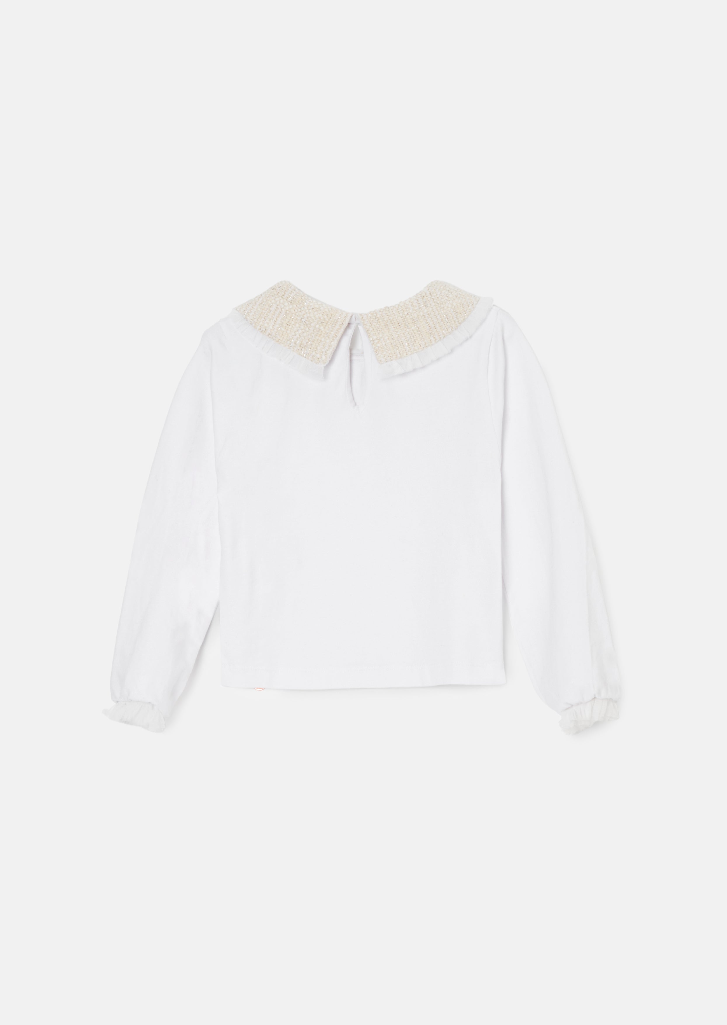 Opal Natural Jersey Top With Tweed Collar