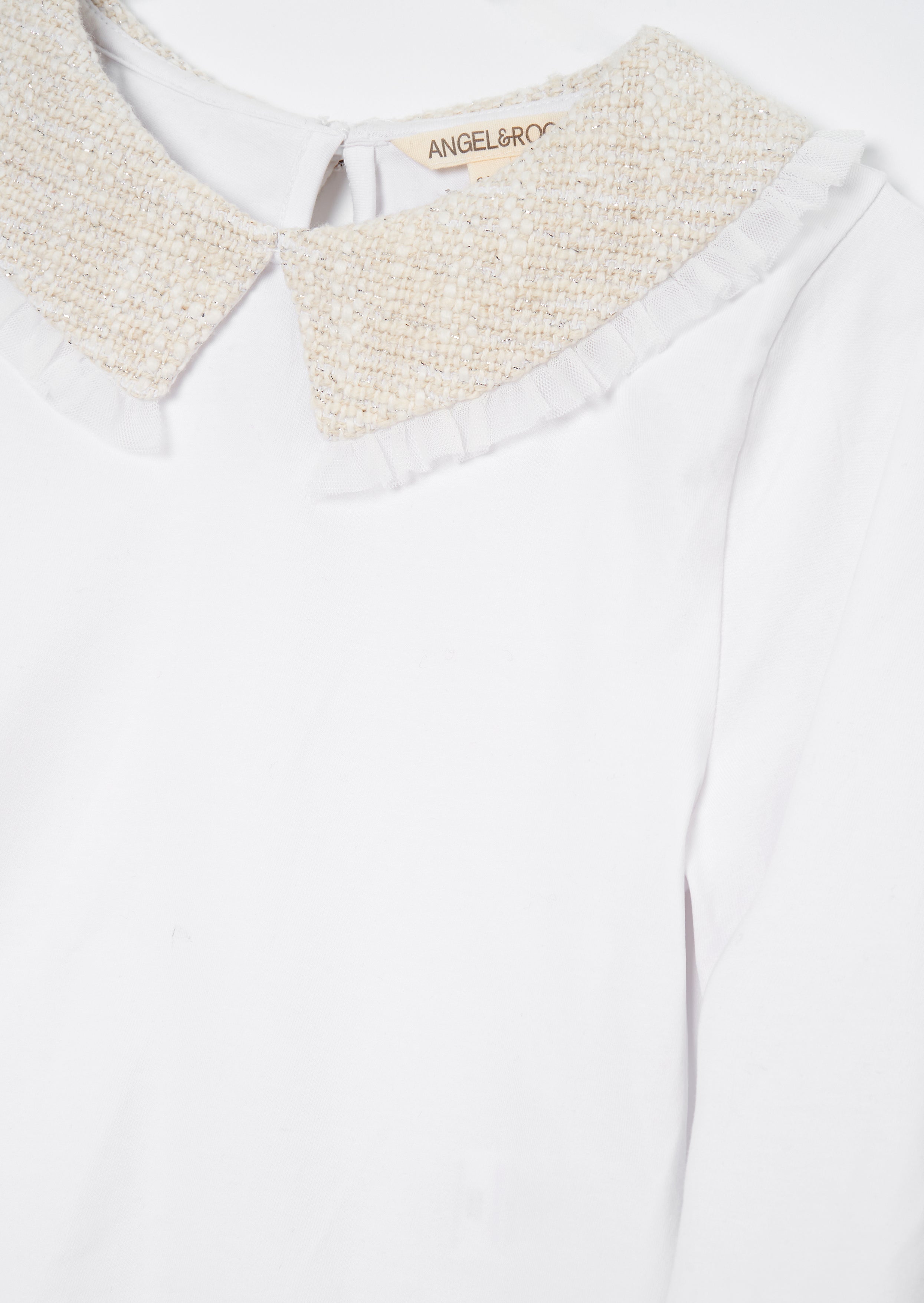 Opal Natural Jersey Top With Tweed Collar